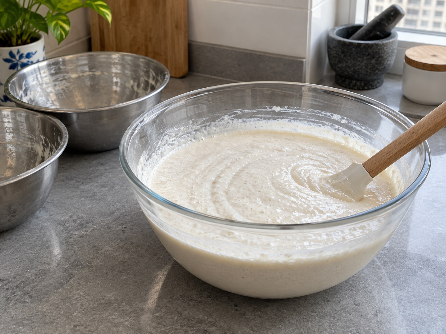 Indian Idli na Pinasingawang Bigas at Daal — Paghaluin ang dalawang batter