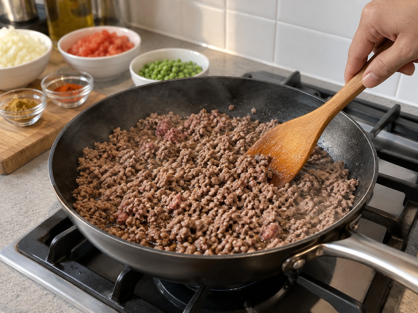 印度青豆免治牛肉咖喱 — 炒散免治牛肉