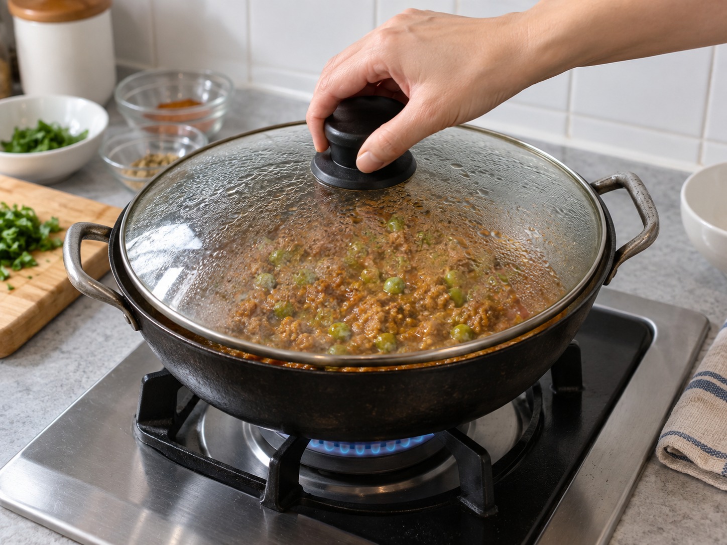 印度青豆免治牛肉咖喱 — 加蓋慢煮