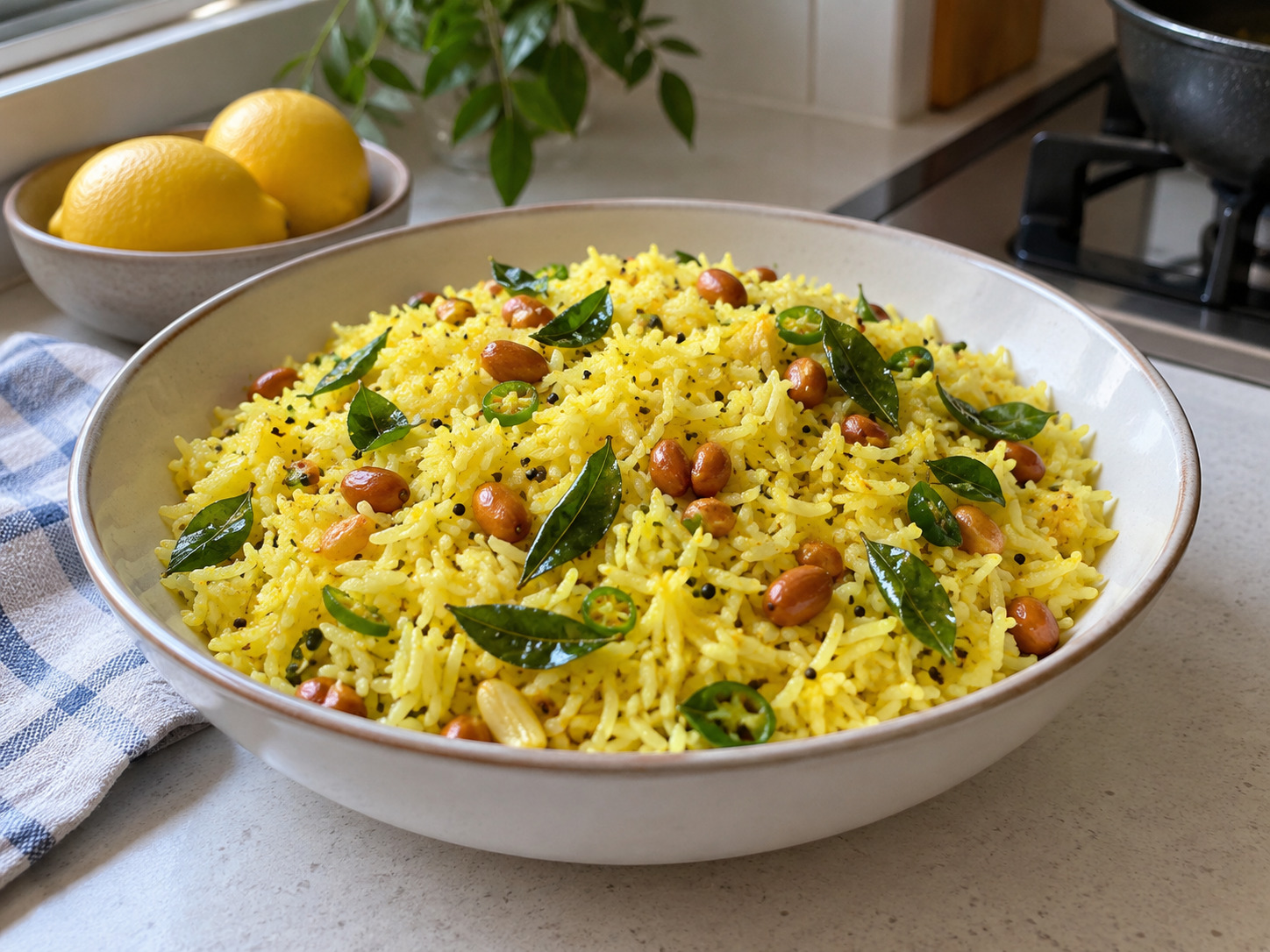 Indian Lemon Rice — finished dish