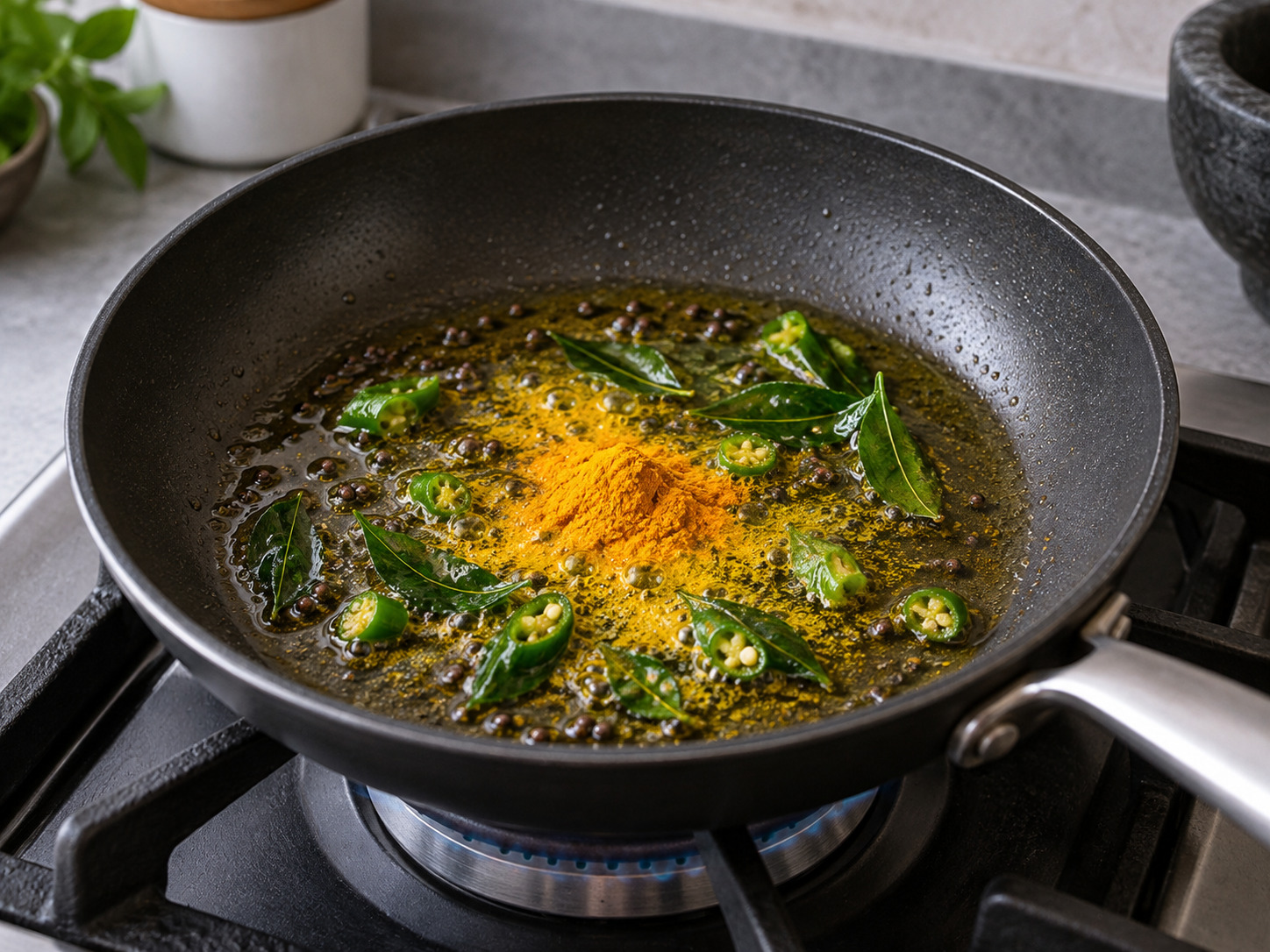 Indian Lemon Rice — Stir in turmeric briefly