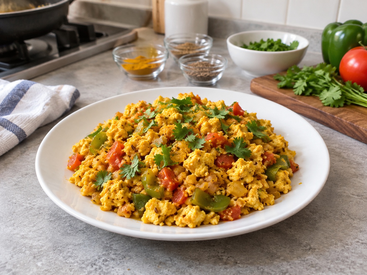 Indian Paneer Bhurji — natapos na ulam