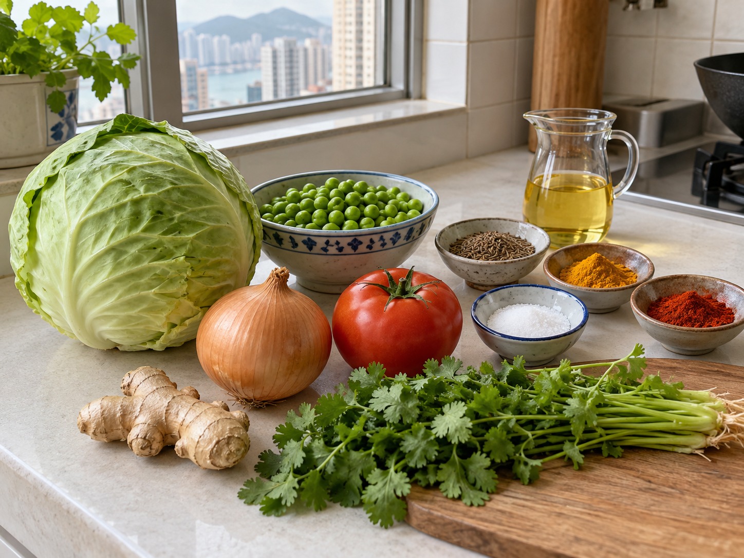 印度椰菜青豆乾咖喱 — 材料