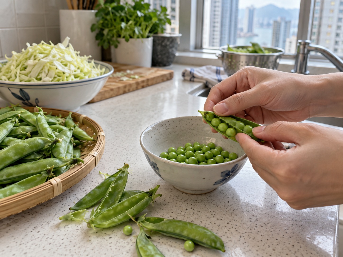 印度椰菜青豆乾咖喱 — 備青豆