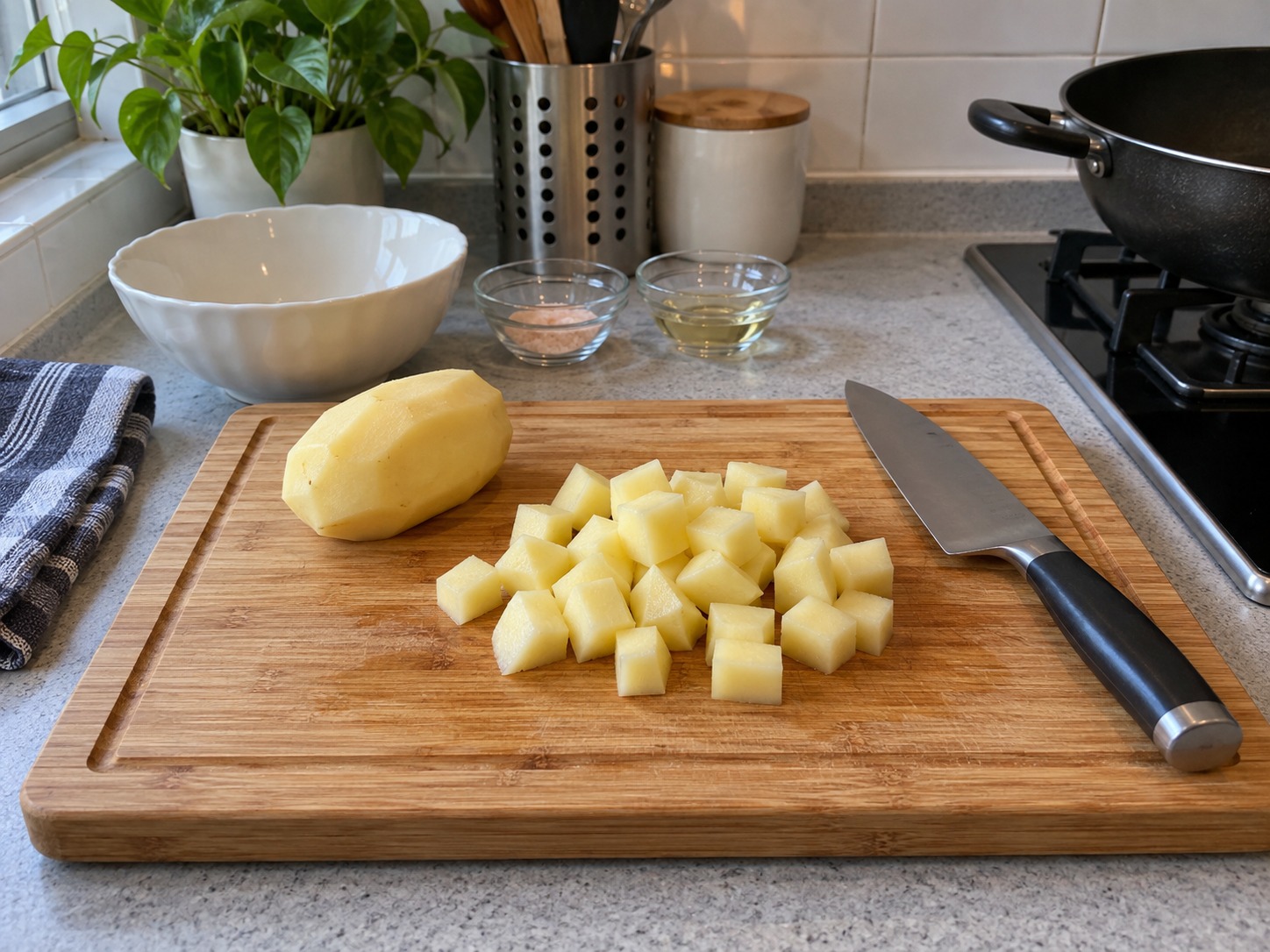 Indian Sabudana Khichdi — Peel and dice potato one centimetre