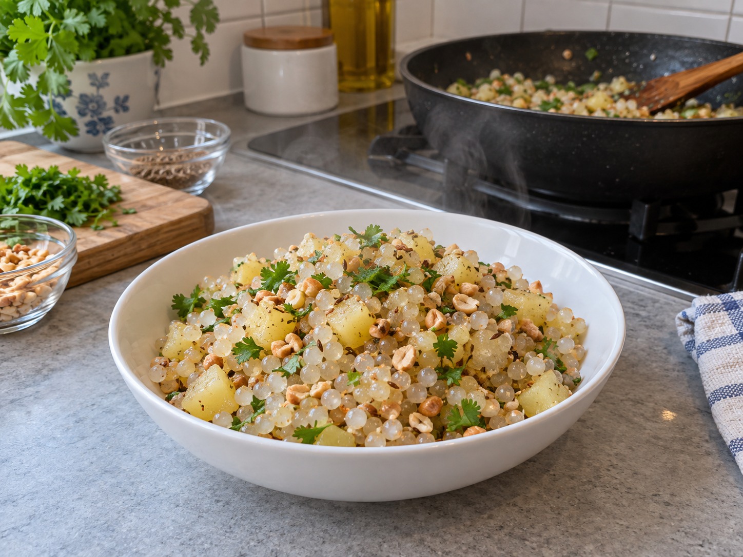 Indian Sabudana Khichdi — Portion and serve hot without prolonged room-temperature holding