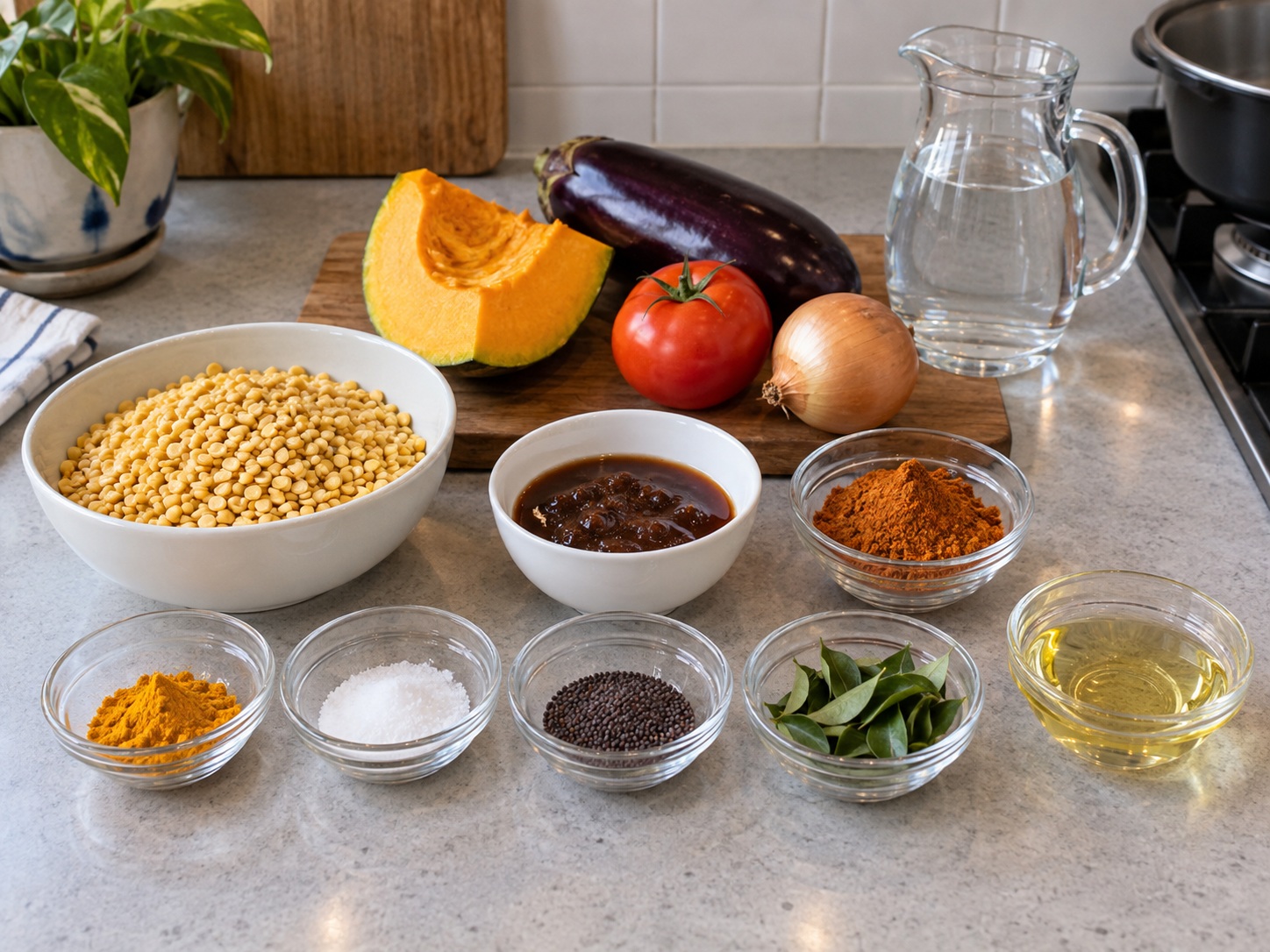 Sup Sambar Lentil dan Sayur India — bahan