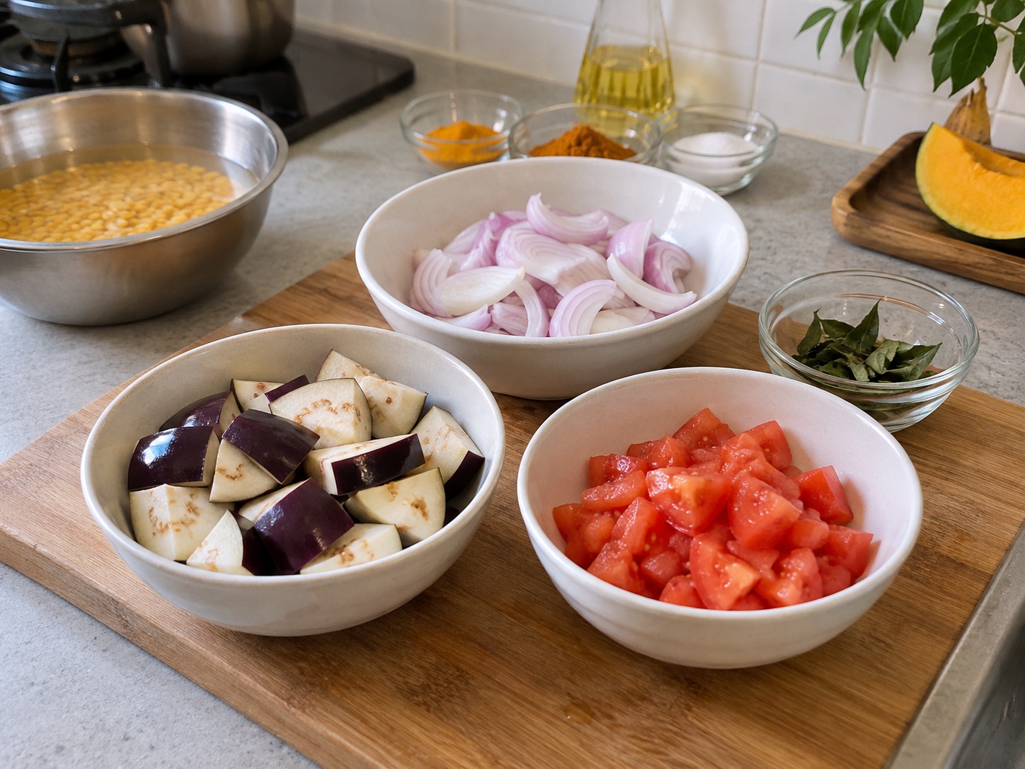 Sup Sambar Lentil dan Sayur India — Potong sayur lainnya