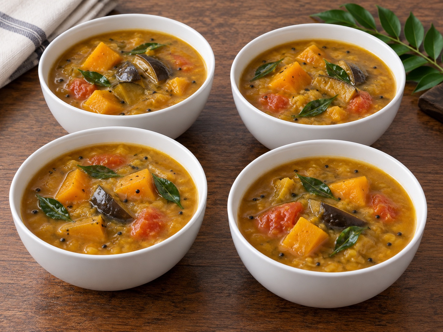 Sup Sambar Lentil dan Sayur India — Sajikan sambar