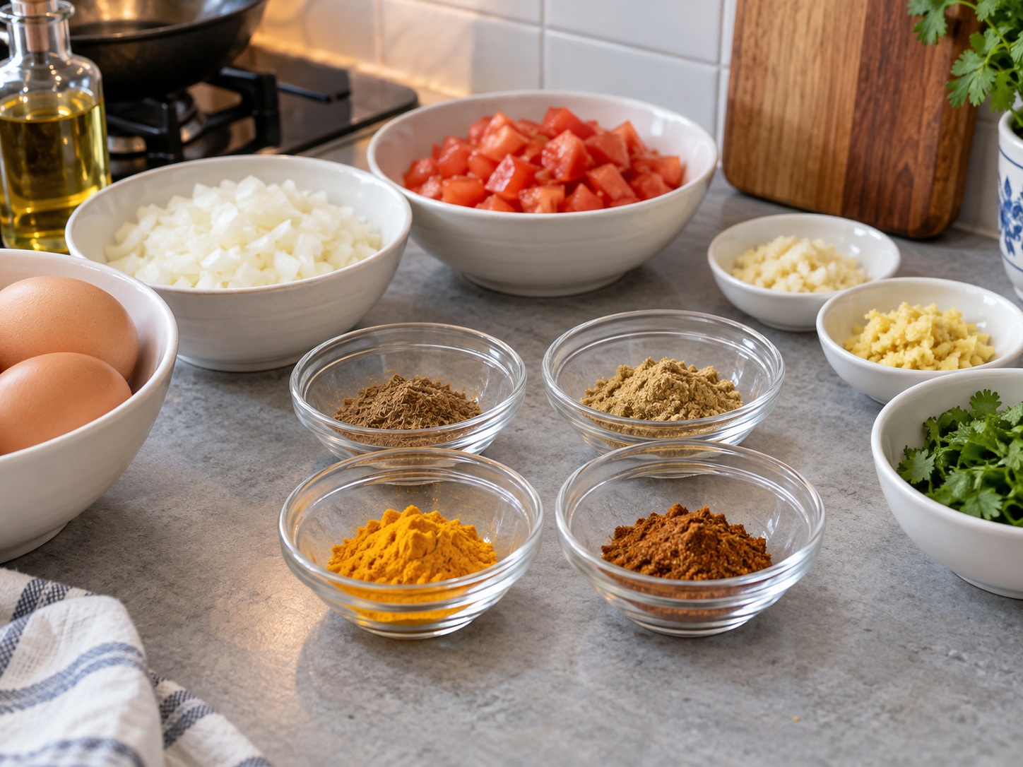 Indian Tomato Egg Curry — Measure spices