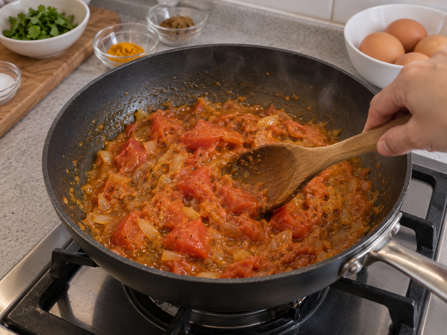 Indian Tomato Egg Curry — Cook tomato sauce