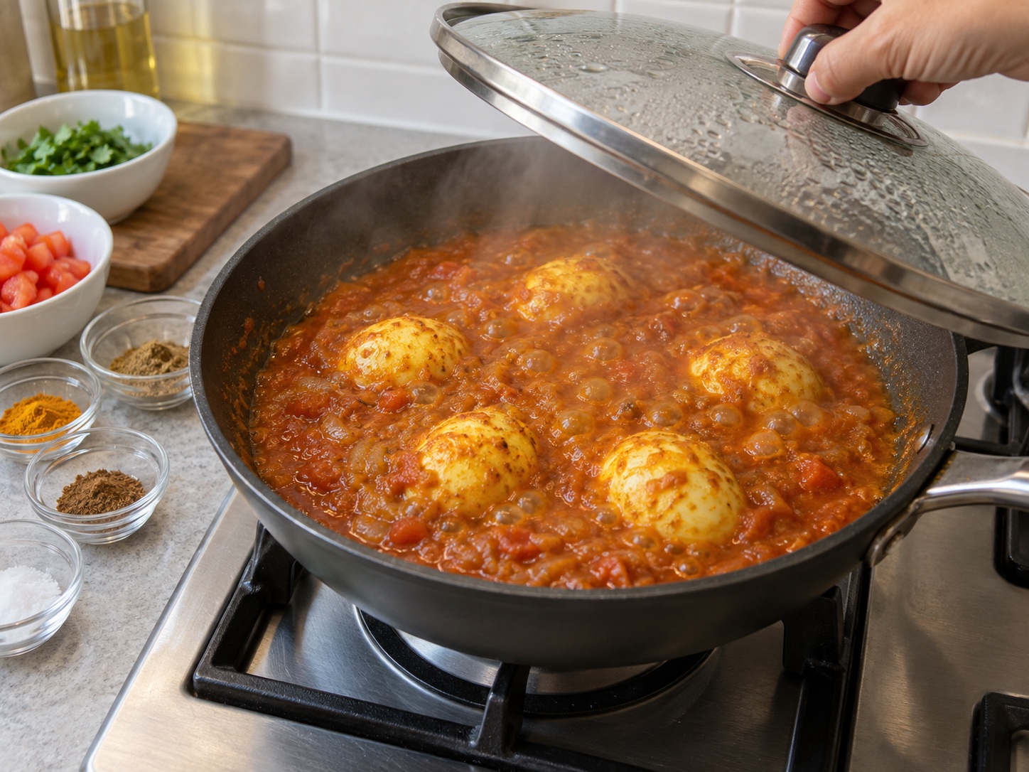 Indian Tomato Egg Curry — Simmer curry
