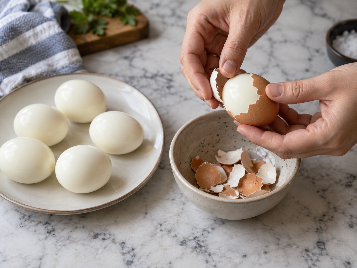 Indian Tomato Egg Curry — Cool and peel eggs