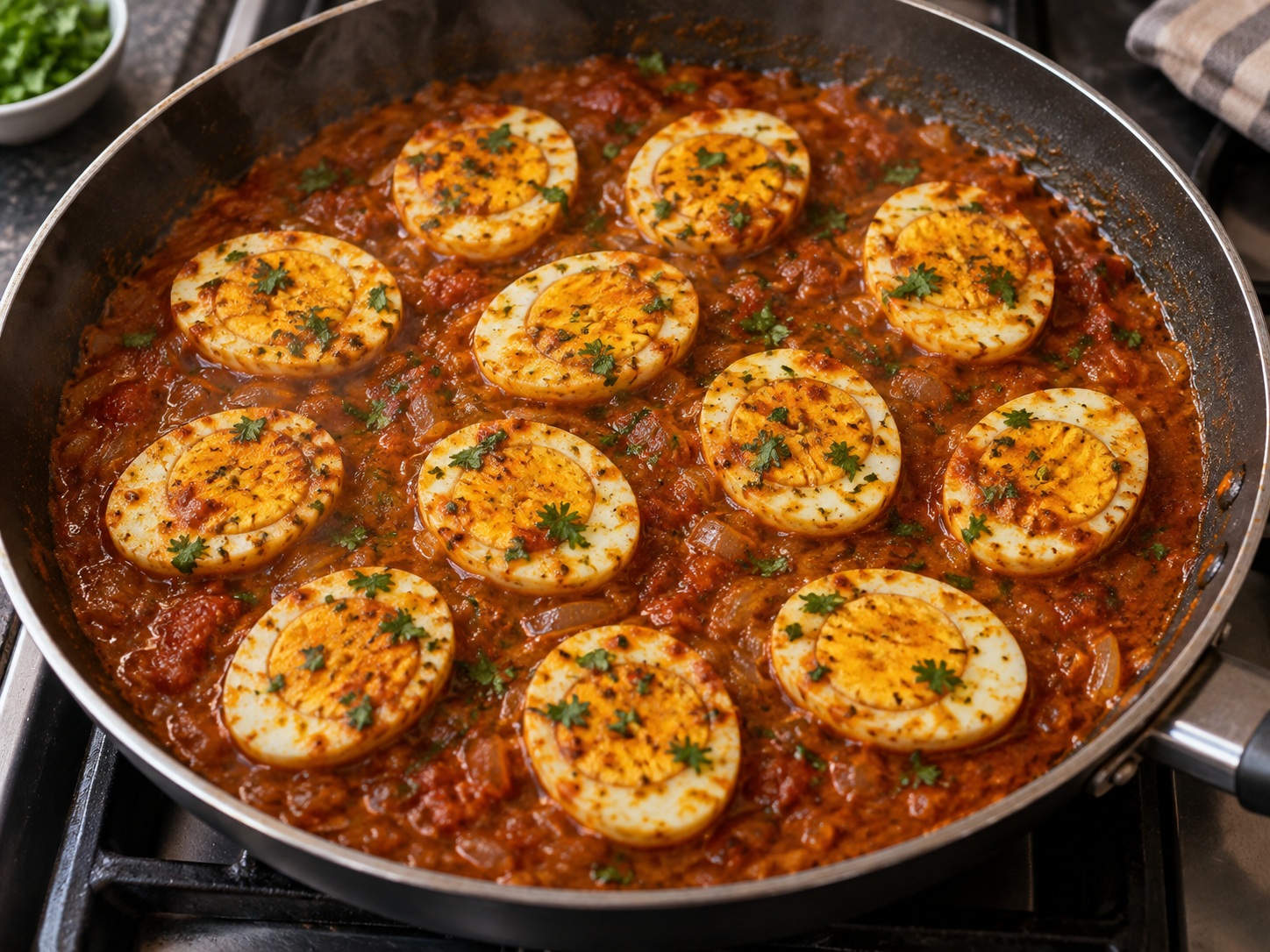 Indian Tomato Egg Curry — Warm eggs