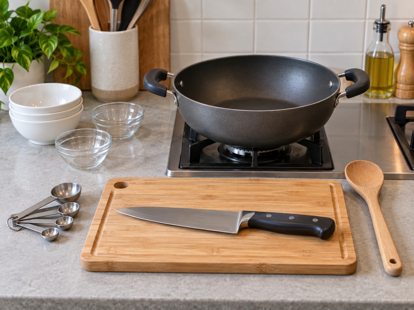 Indian Upma Savoury Semolina Breakfast — tools