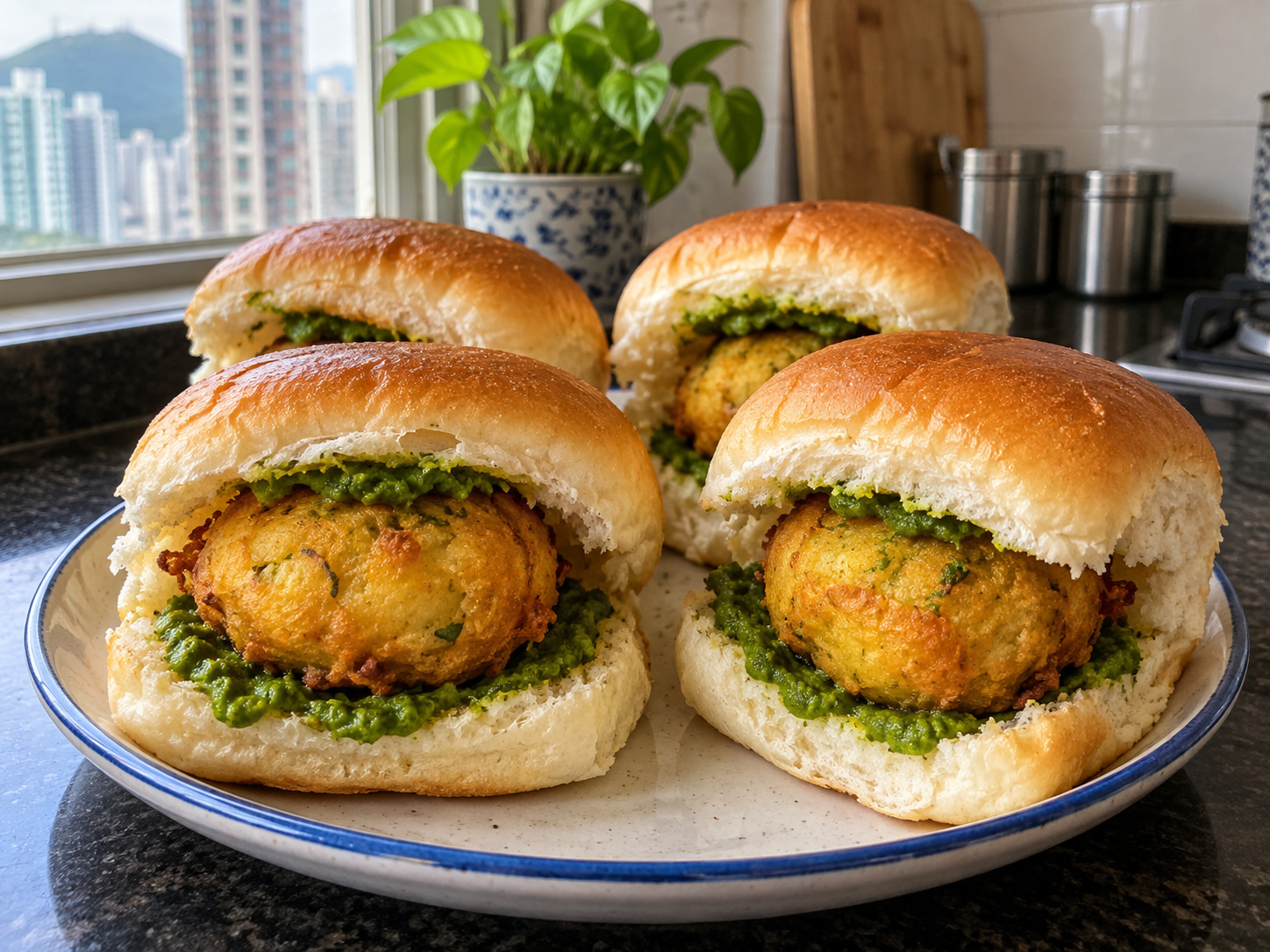 Indian Mumbai Vada Pav — finished dish