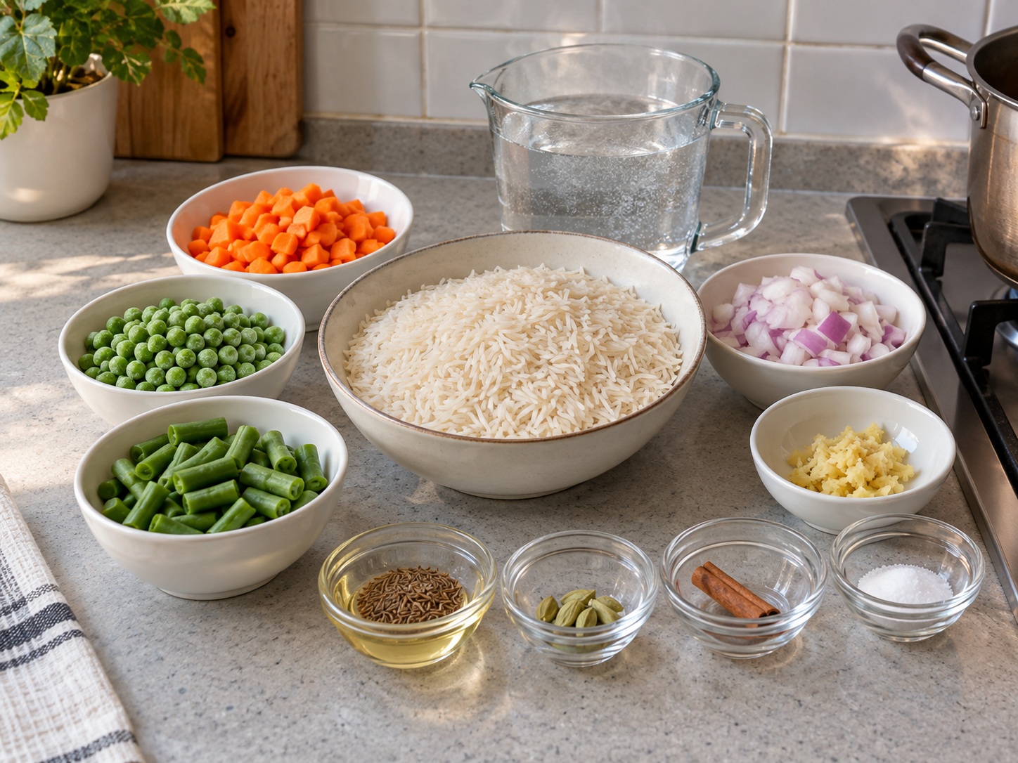 Pulao Sayuran India — bahan