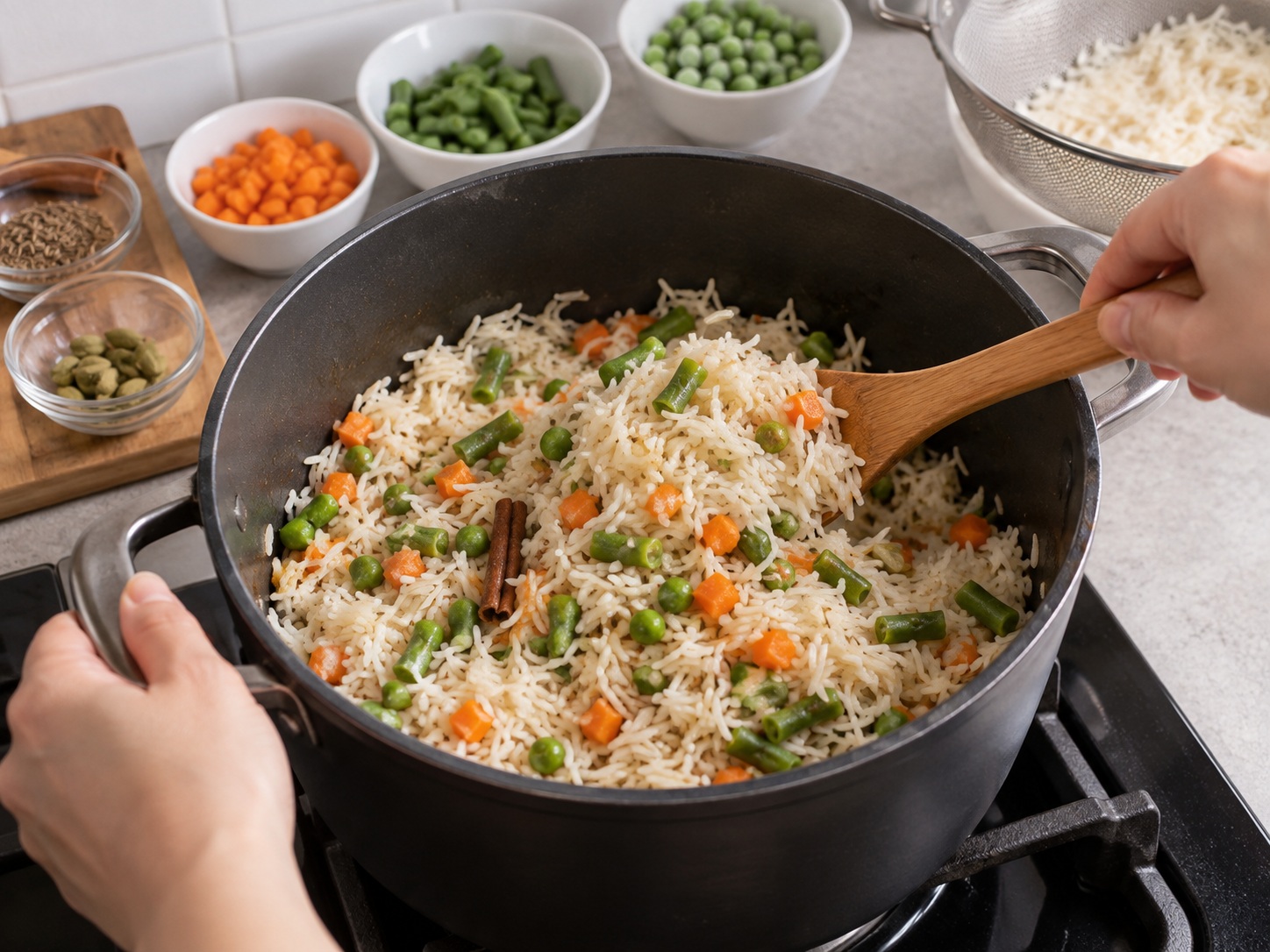Pulao Sayuran India — Lapisi beras dan sayur