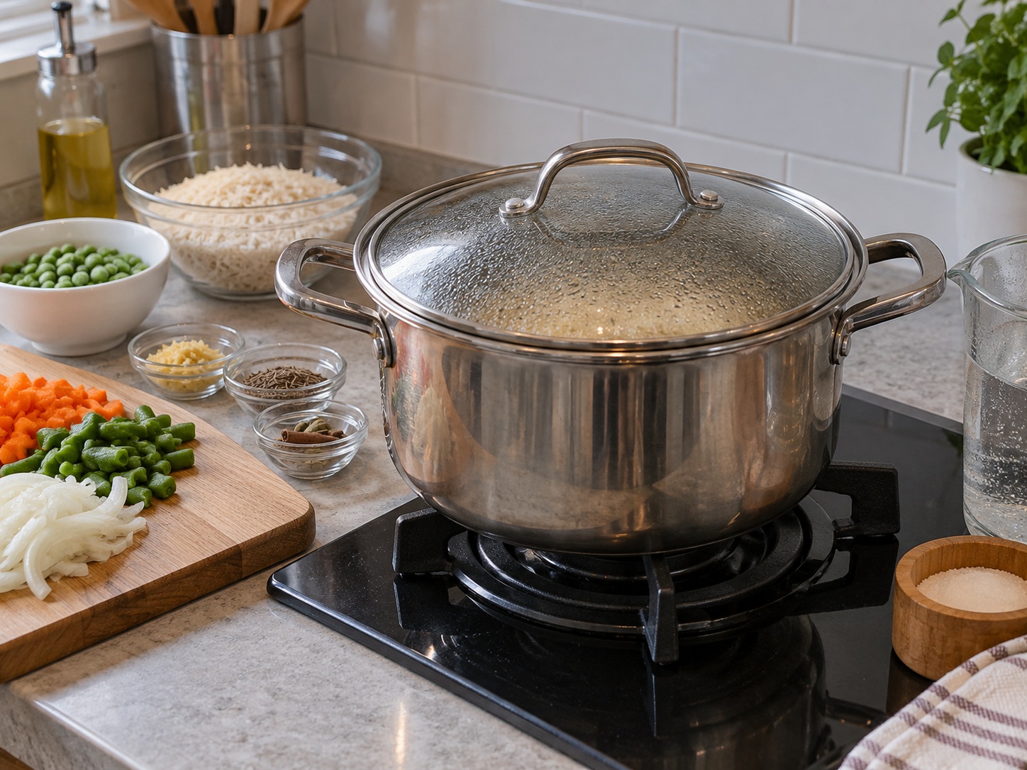 Pulao Sayuran India — Diamkan 5 menit