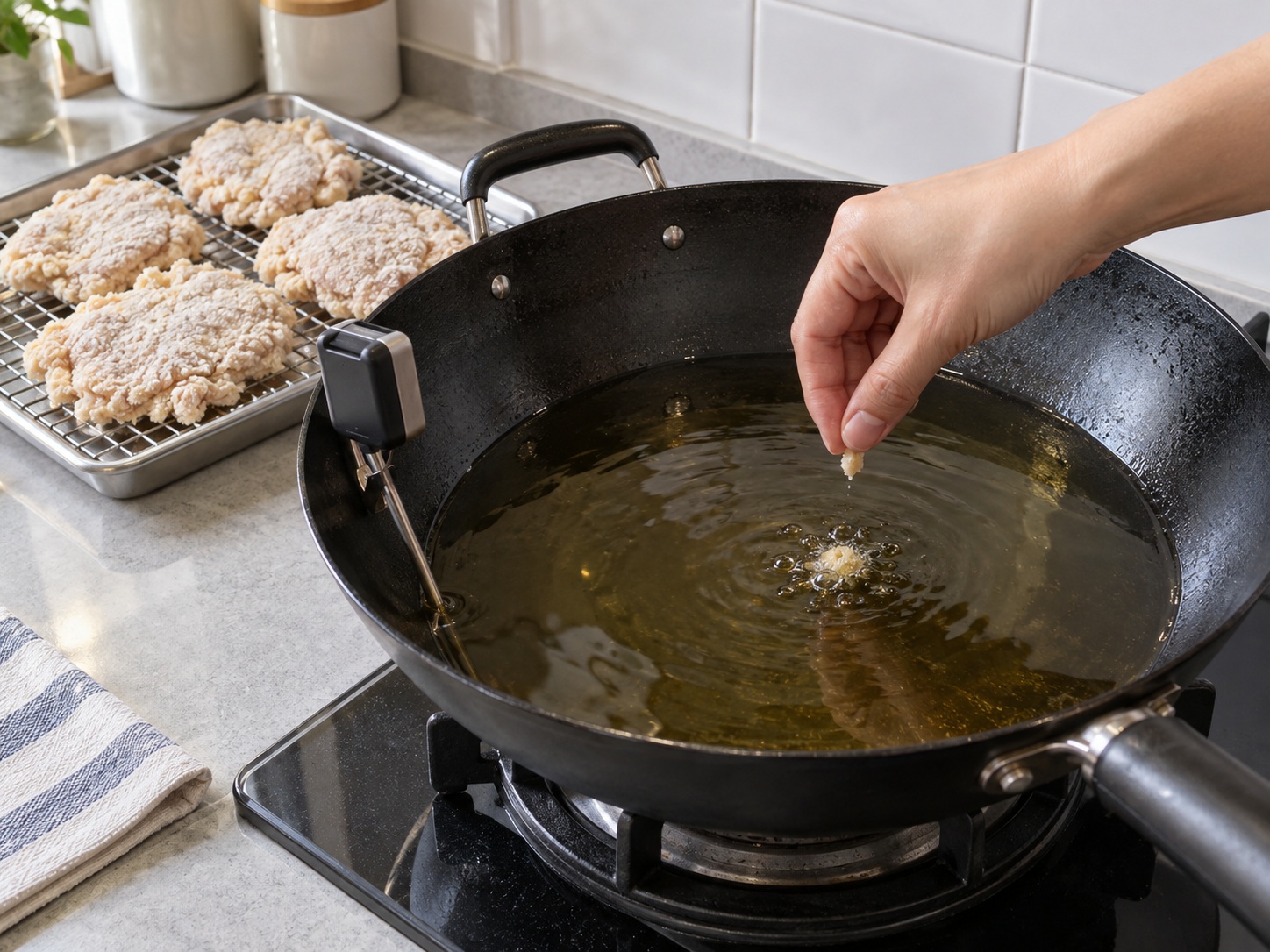 Indonesian Ayam Geprek Chicken — Reserve sambal oil and heat frying oil