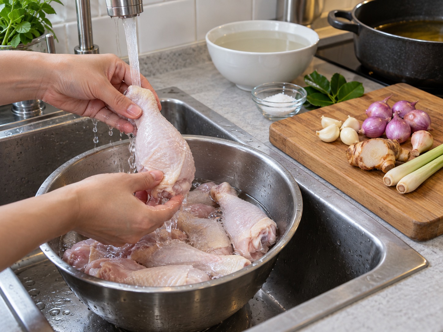 印尼巴東白炸雞 Ayam Pop — 雞腿洗淨抹乾