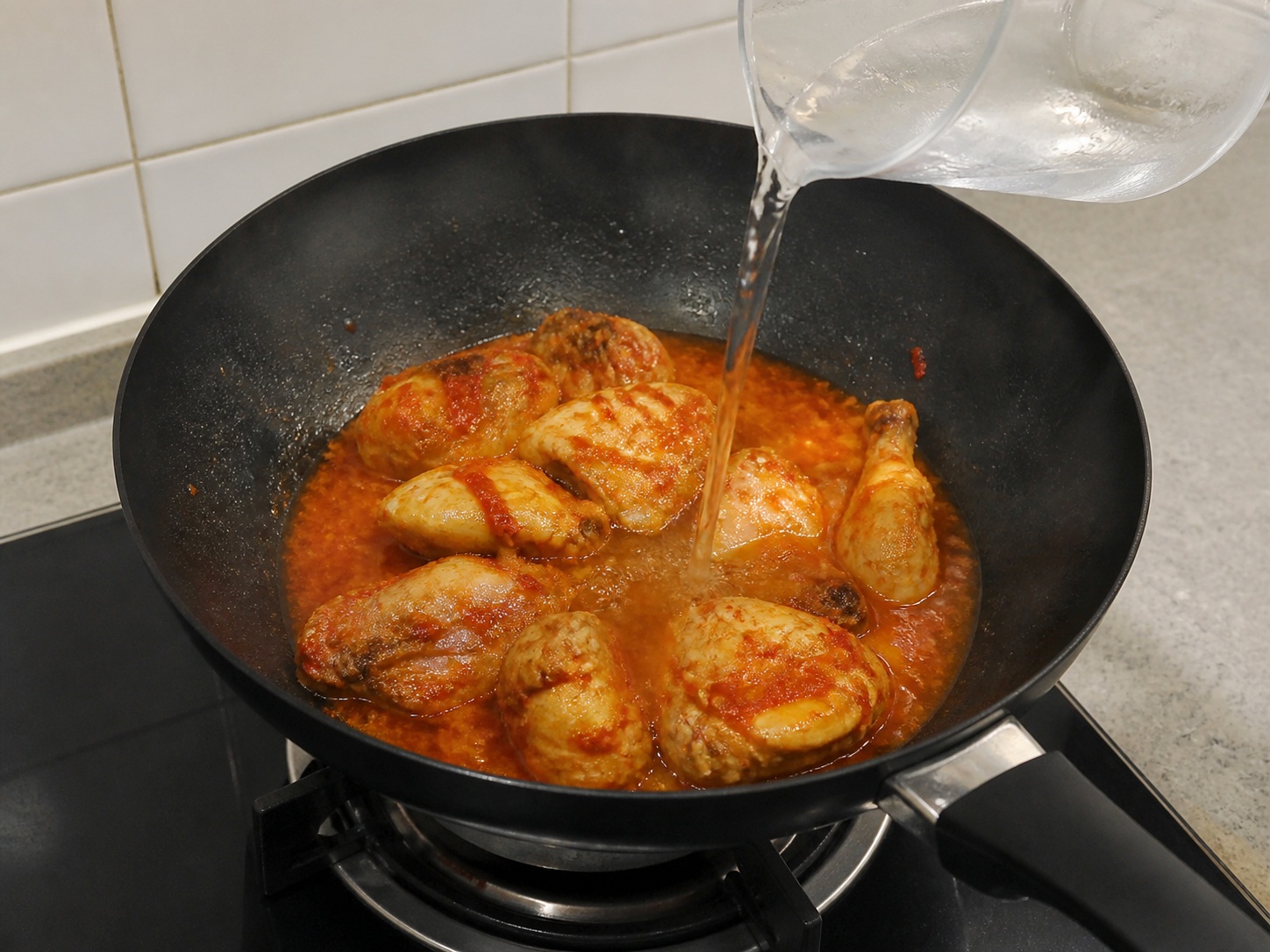 Indonesian Rica-Rica Chicken — Return chicken and add water