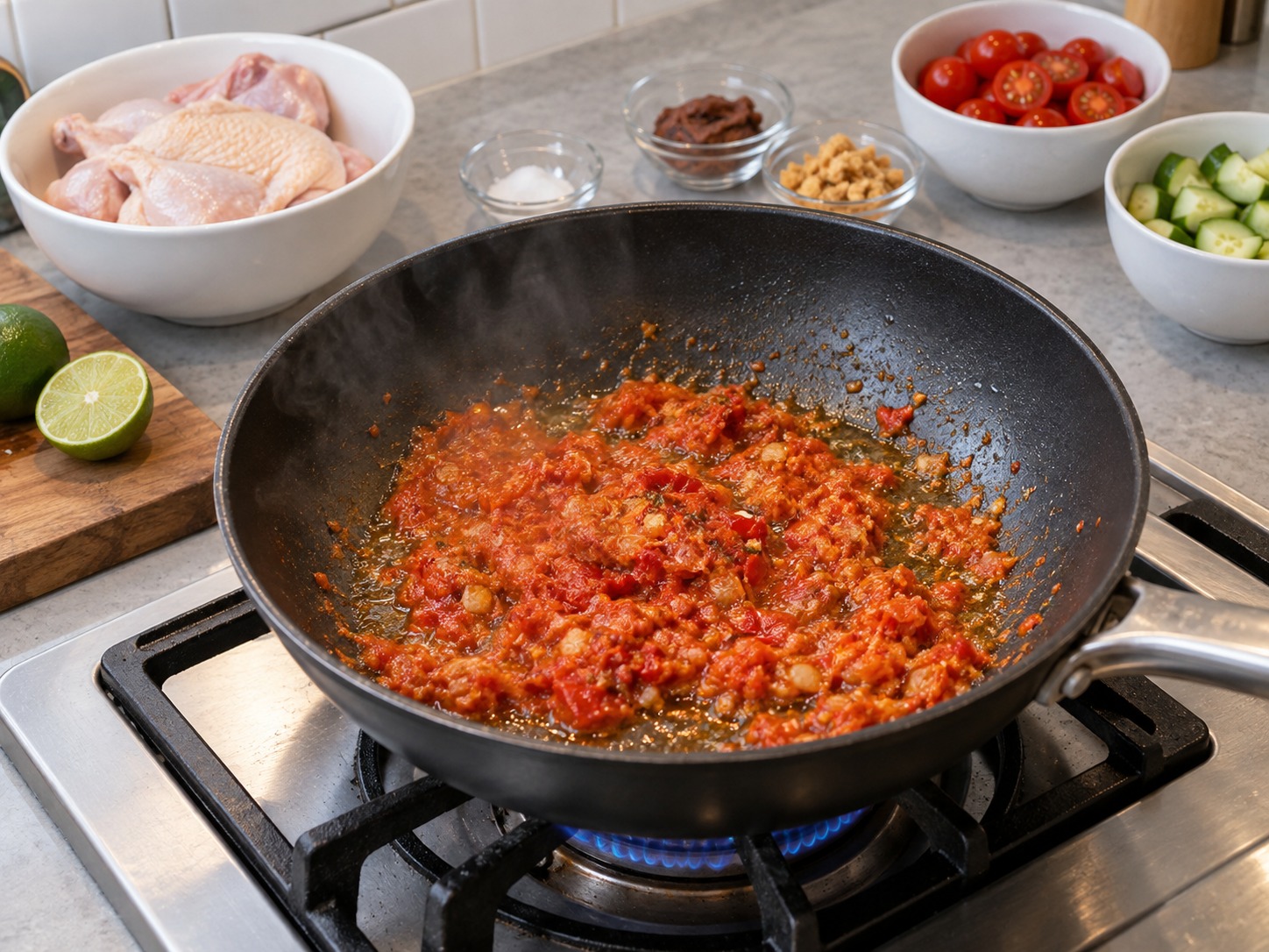 Ayam Taliwang Indonesia — Tumis sambal dalam minyak hingga harum