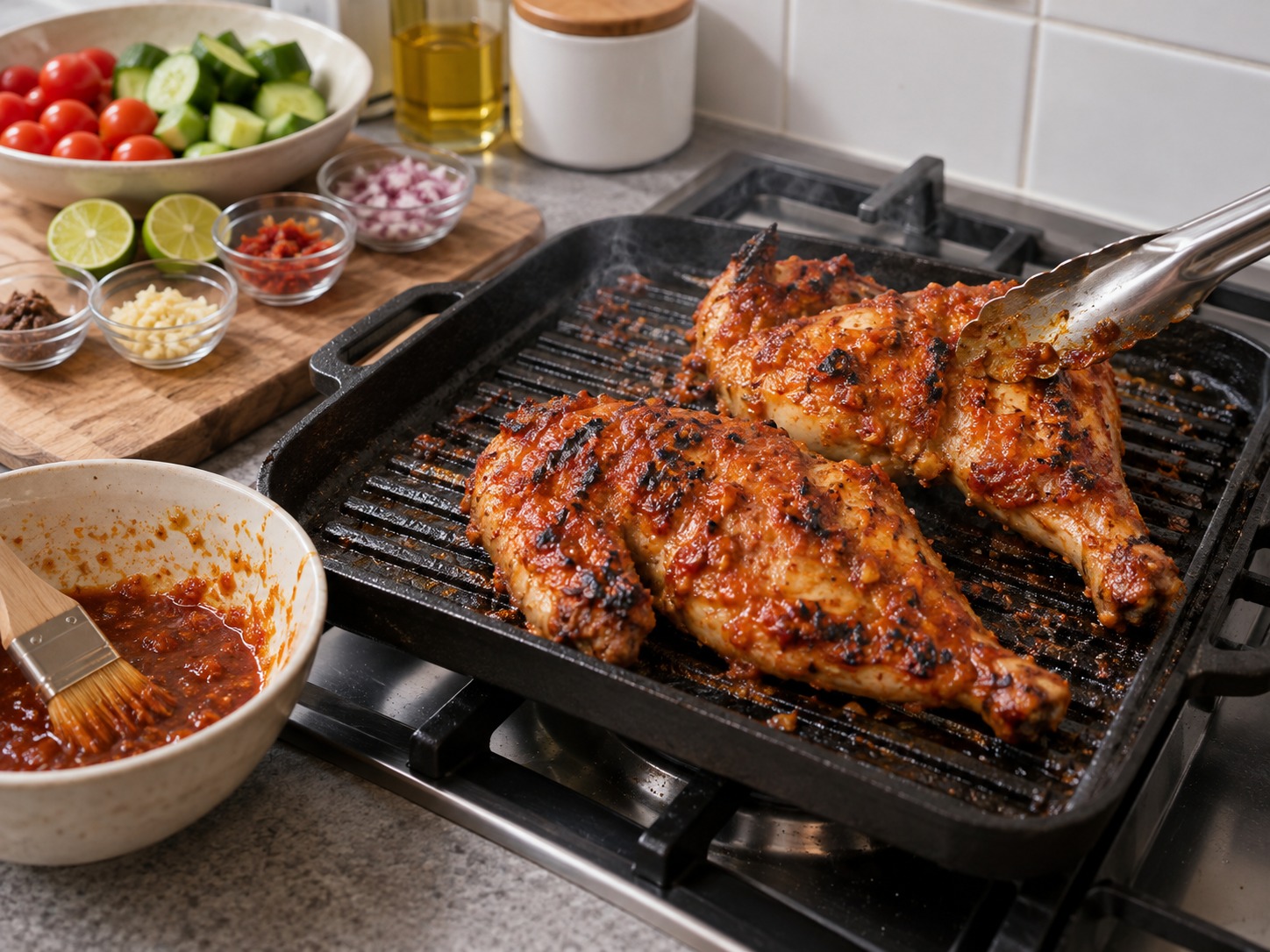 Ayam Taliwang Indonesia — Balik dan oles lagi setiap lima menit