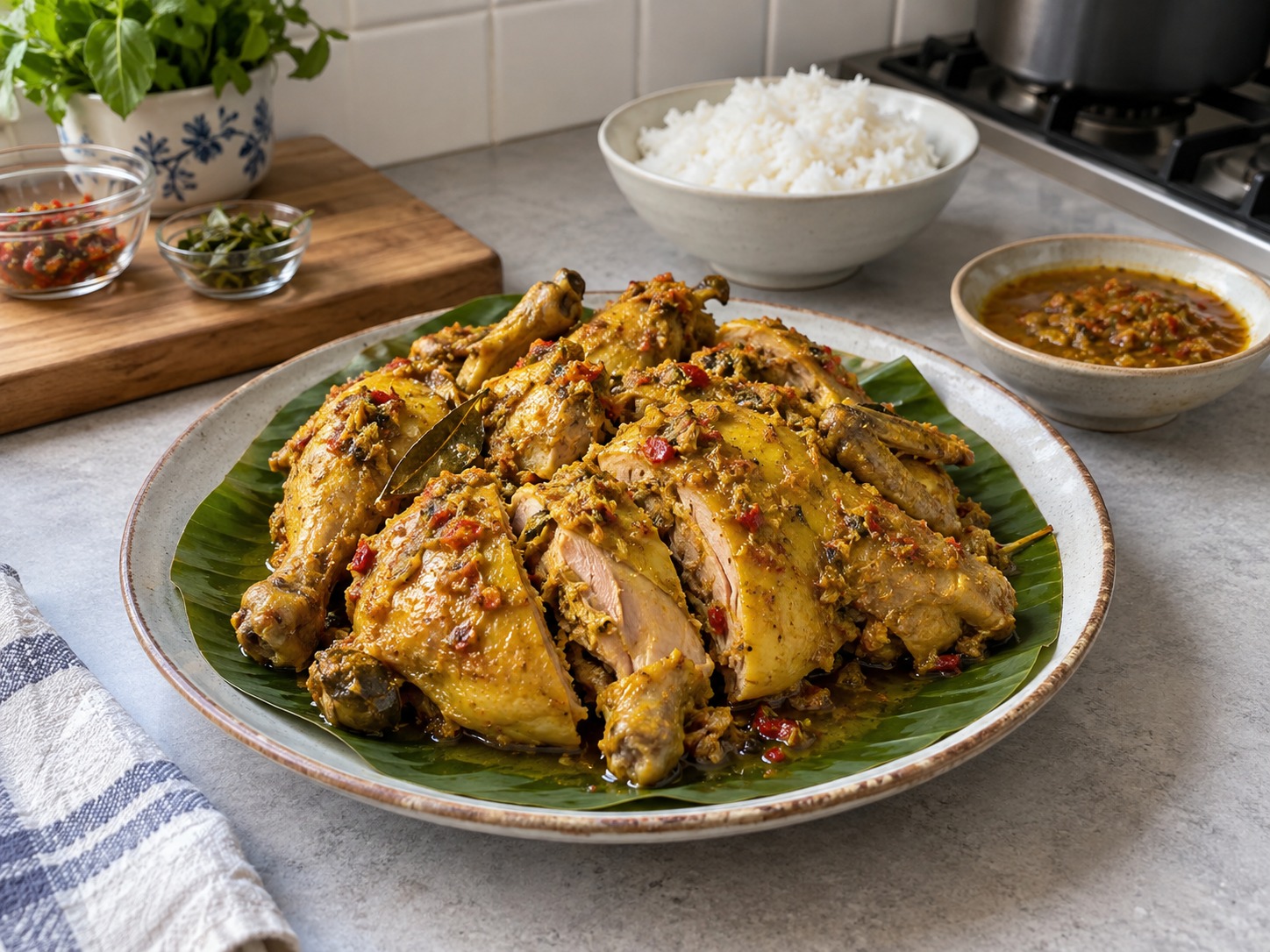 印尼峇里香料焗雞 Ayam Betutu — 完成圖