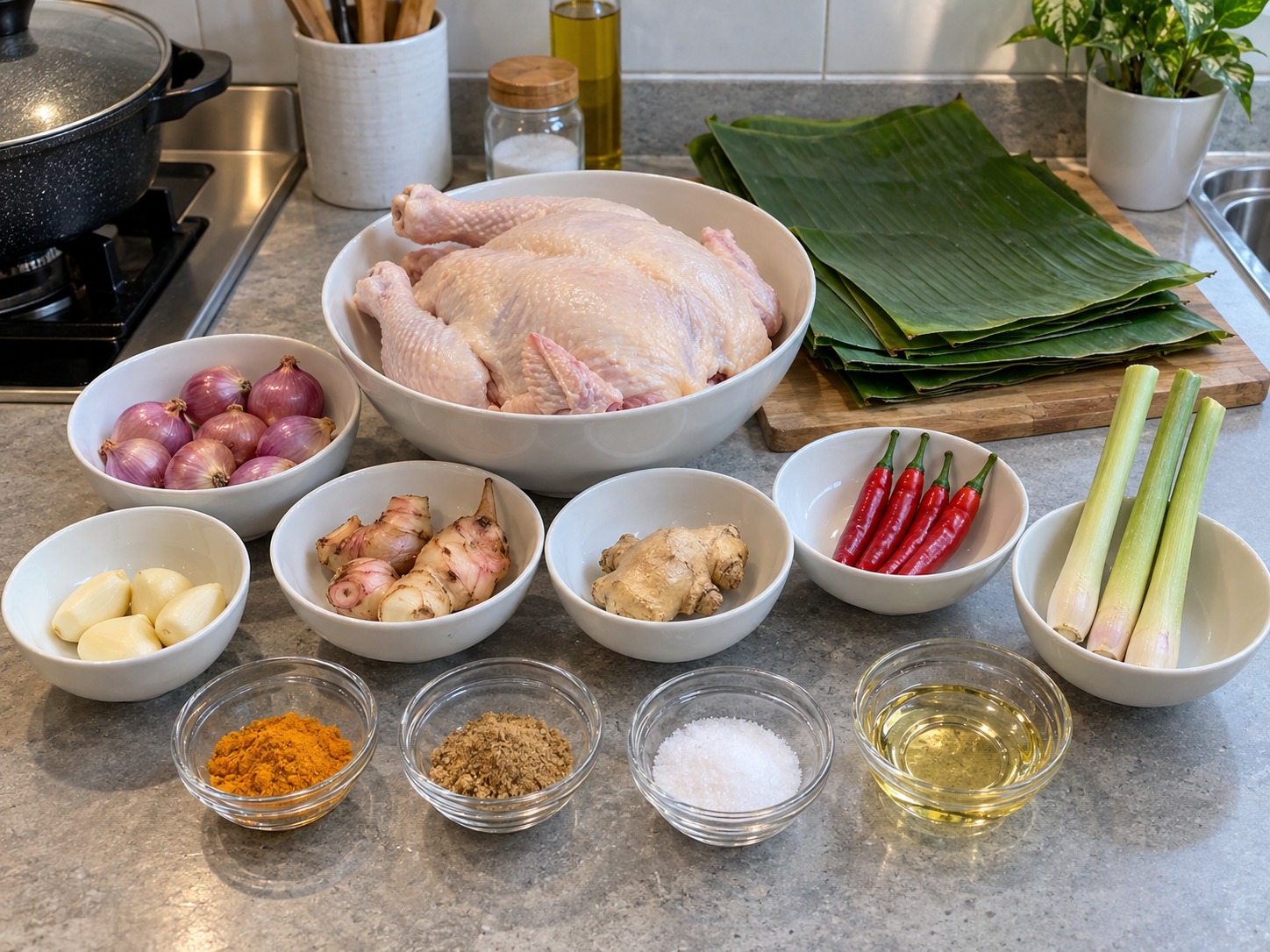 印尼峇里香料焗雞 Ayam Betutu — 材料