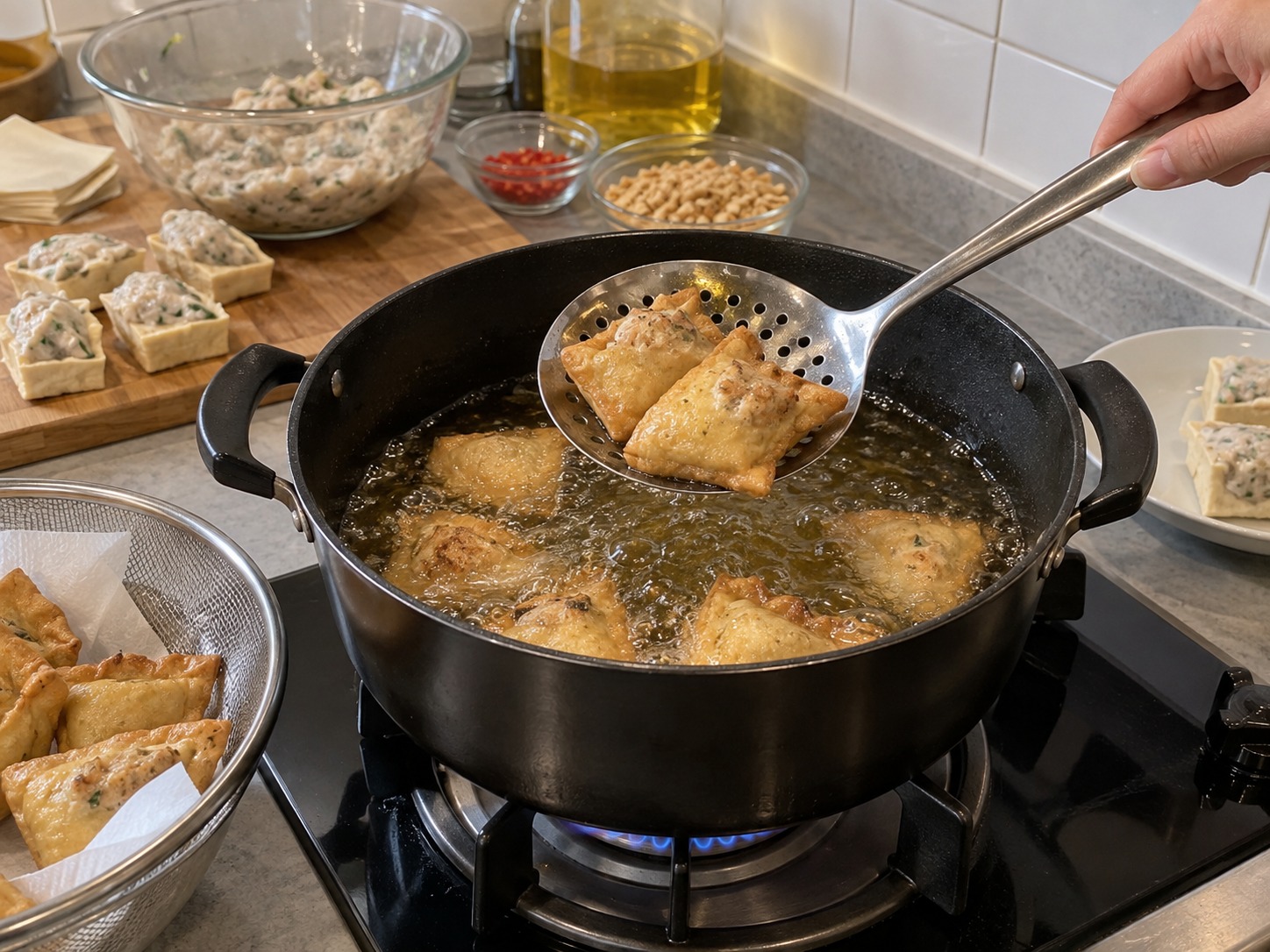 印尼炸魚肉豆腐餃 Batagor — 先炸豆腐至金黃