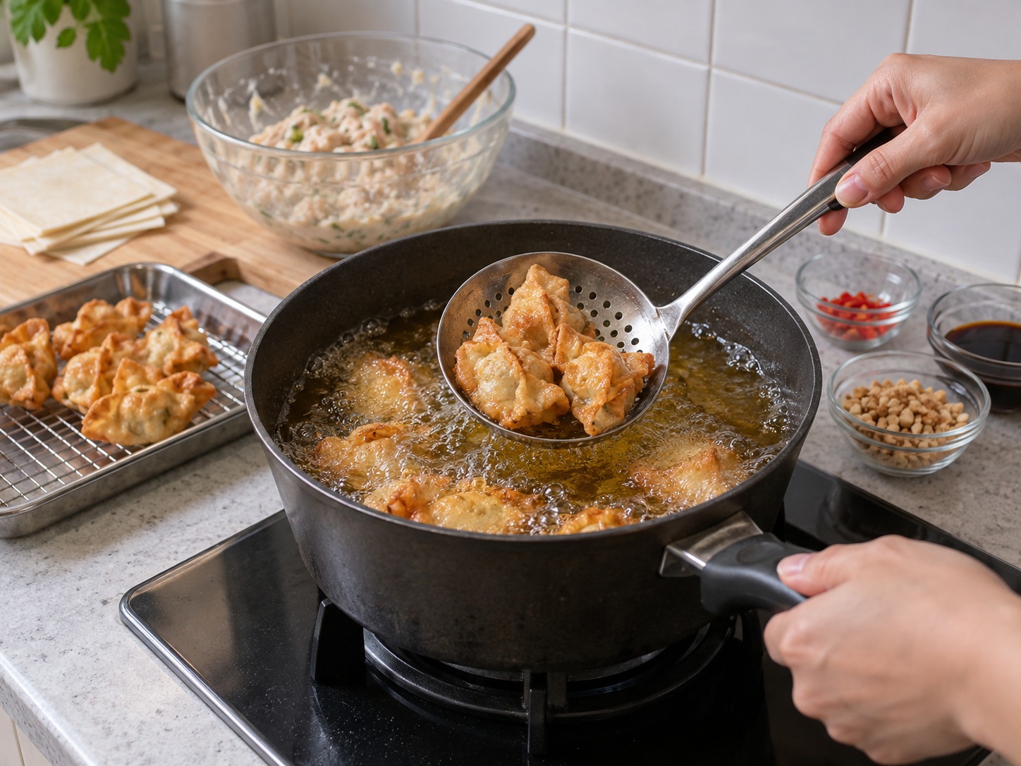 印尼炸魚肉豆腐餃 Batagor — 再炸魚肉餃至熟透酥脆
