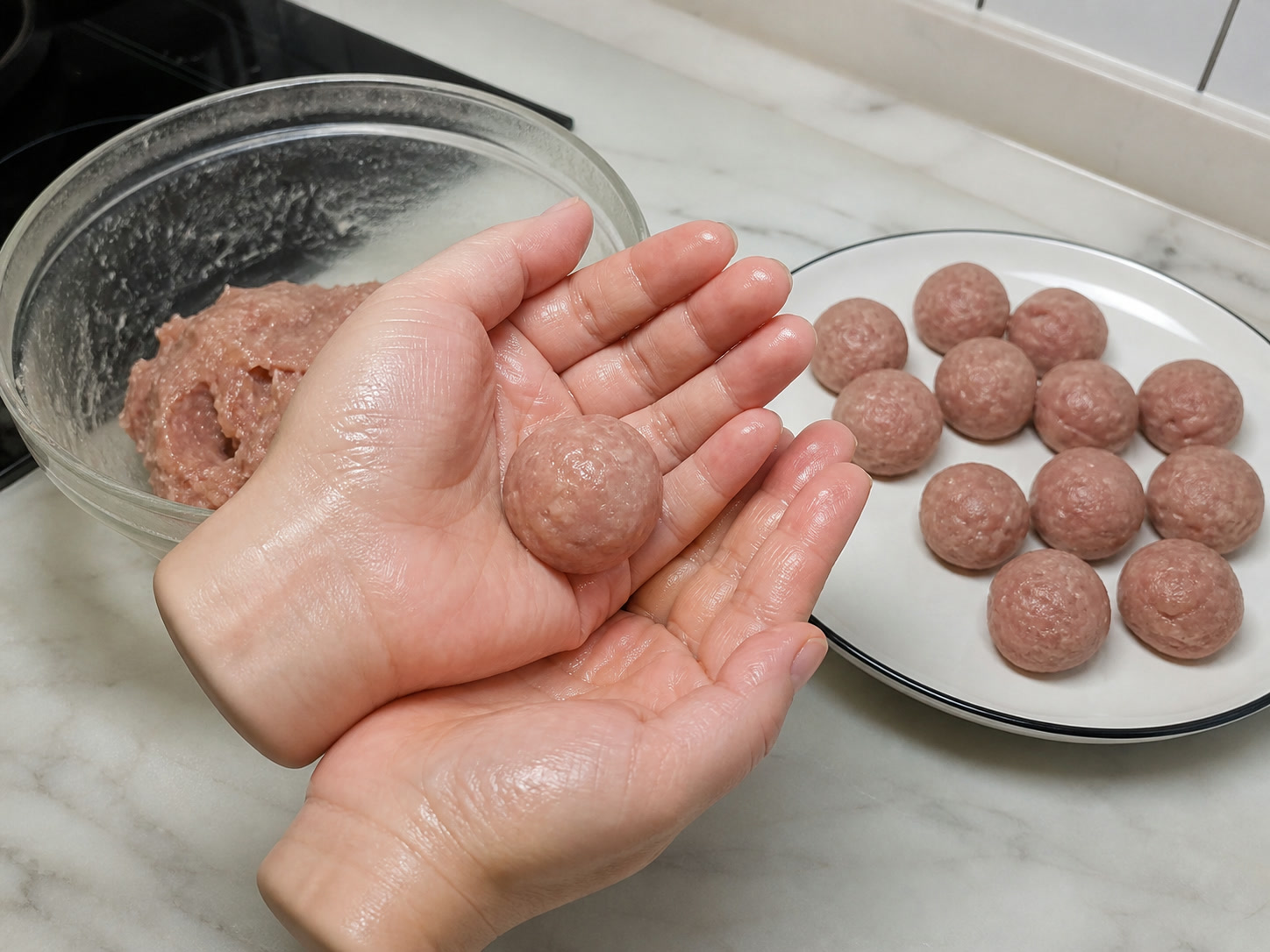 Indonesian Beef Bakso Soup: Shape meatballs