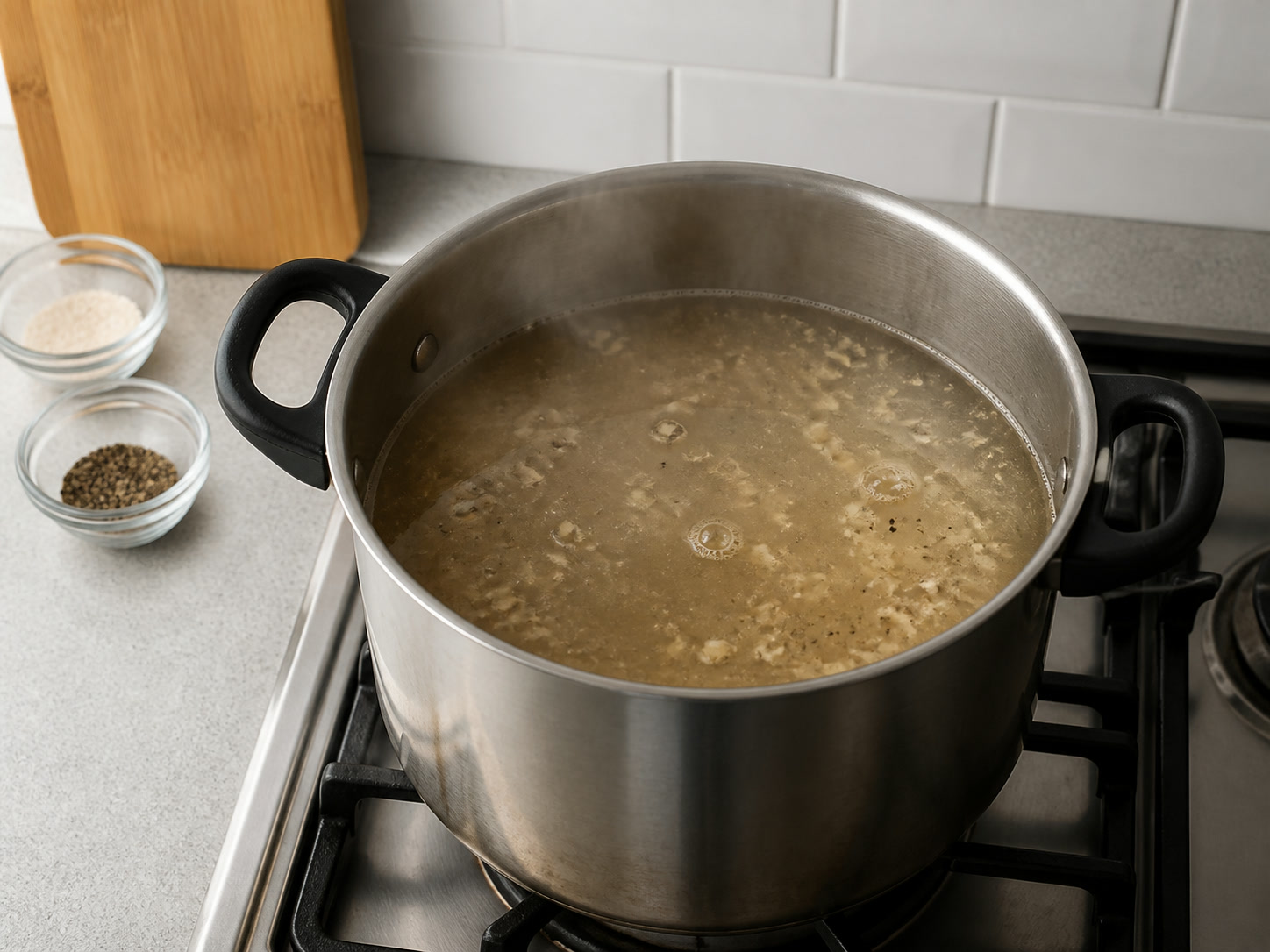 Indonesian Beef Bakso Soup: Simmer broth