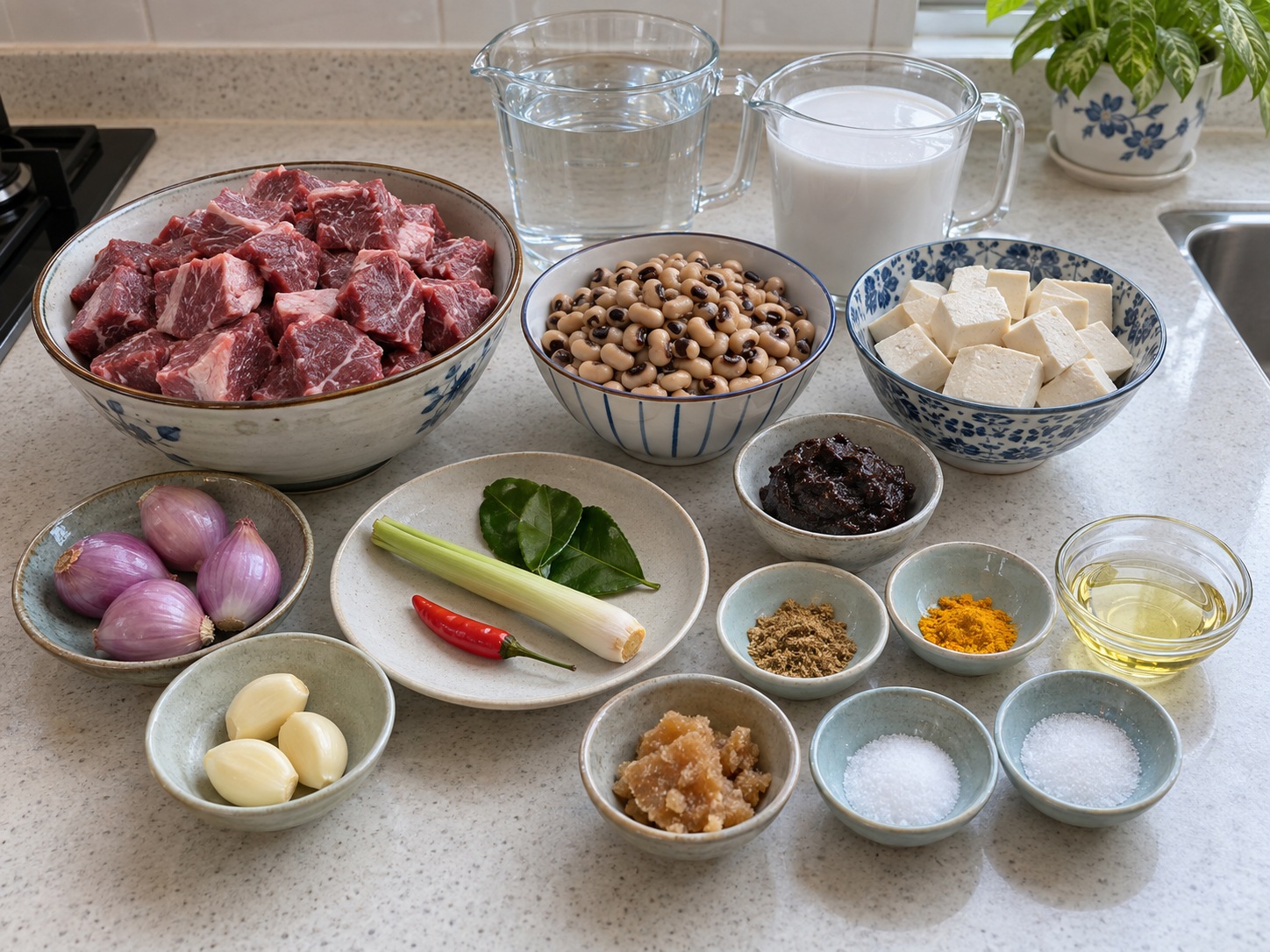 印尼黑果牛肉豆腐燴 Brongkos — 材料