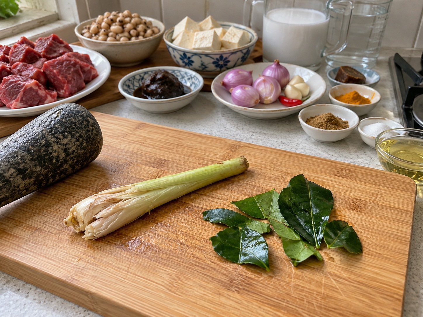 印尼黑果牛肉豆腐燴 Brongkos — 香茅拍裂
