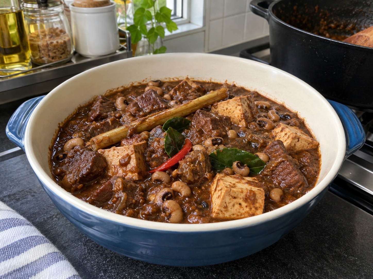 印尼黑果牛肉豆腐燴 Brongkos — 盛入深碟