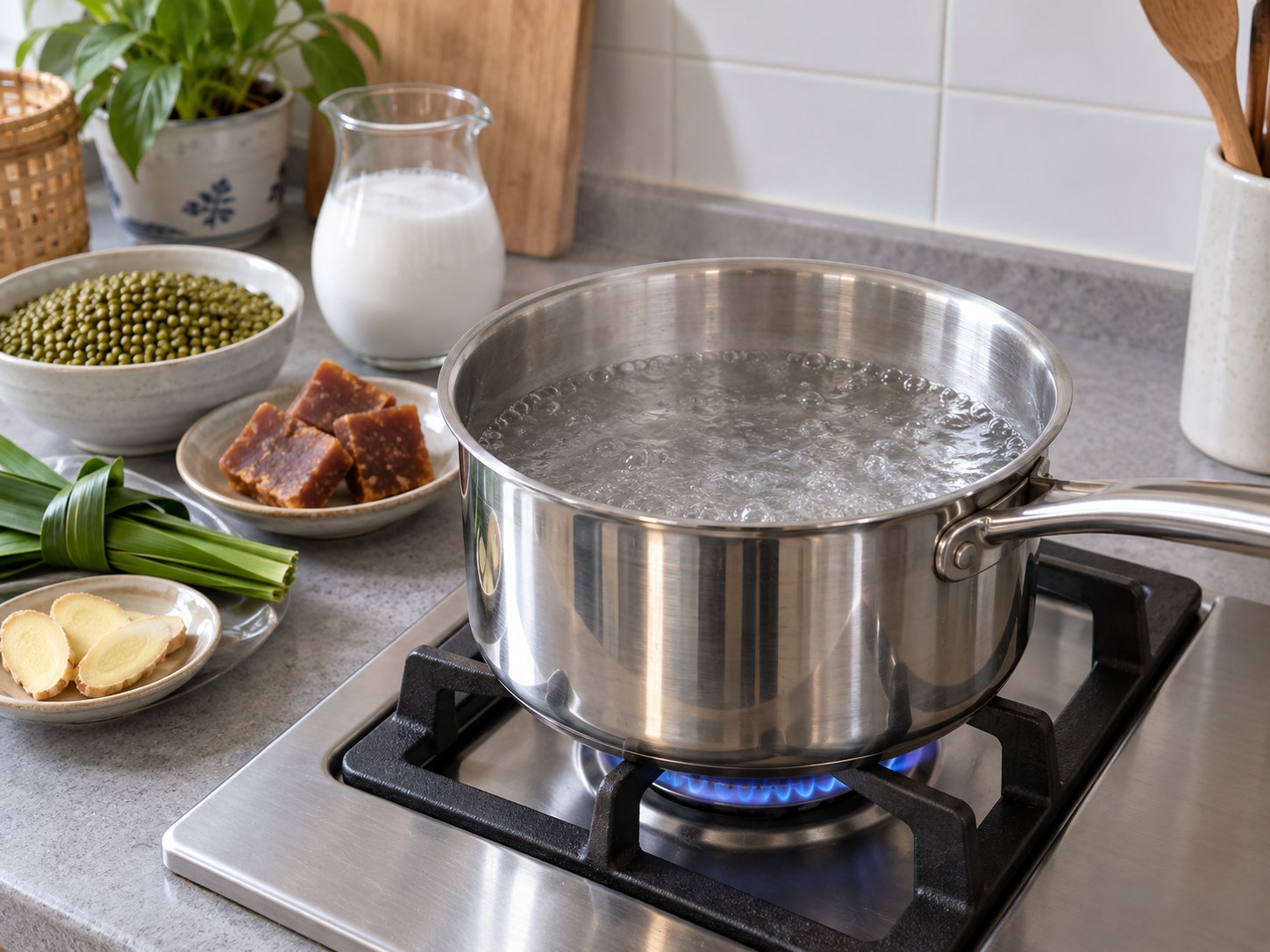 印尼椰香綠豆粥 — 煮滾清水