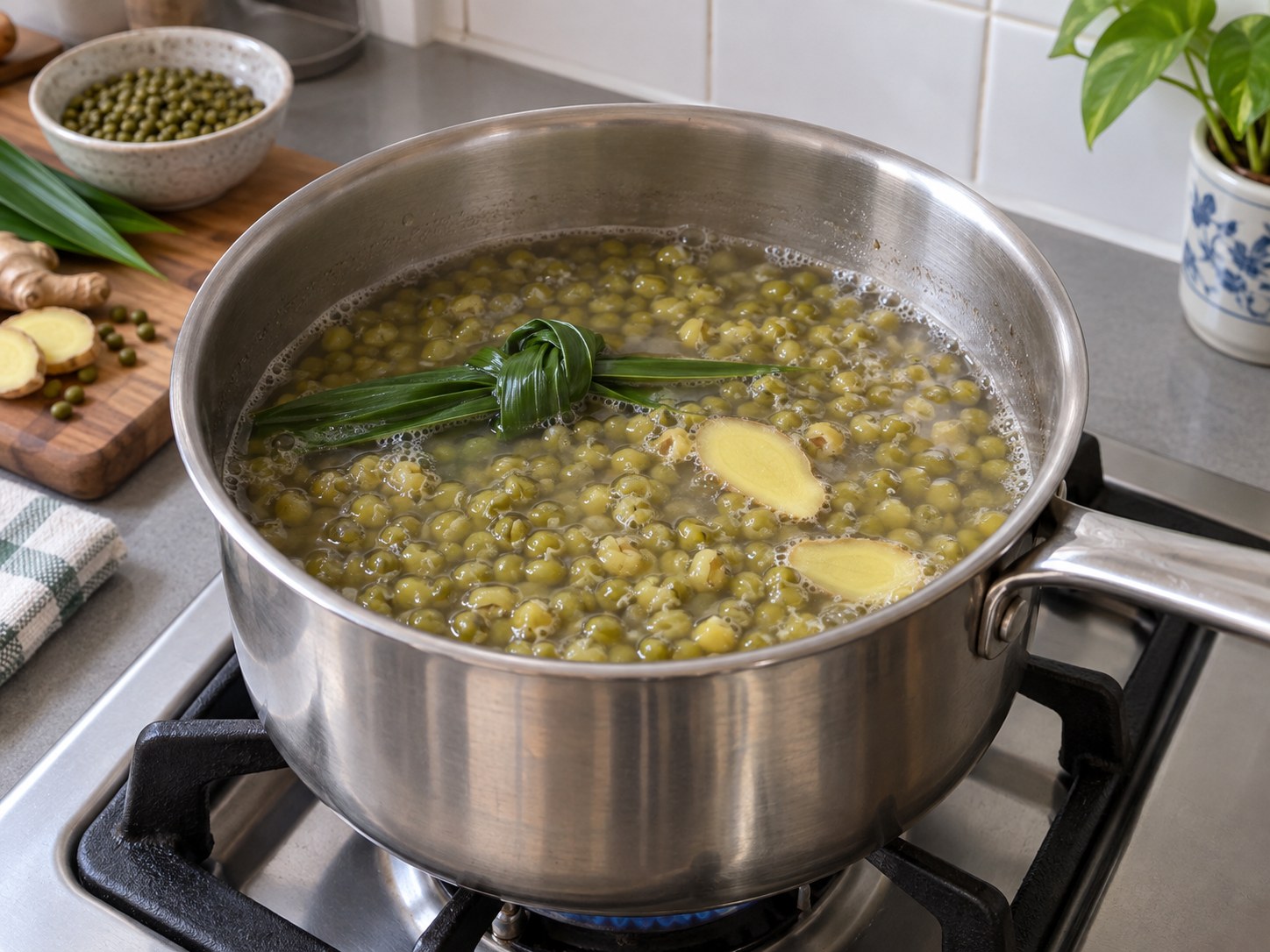 印尼椰香綠豆粥 — 煮至豆軟