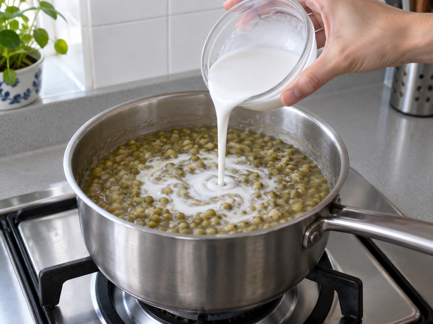 印尼椰香綠豆粥 — 加入椰奶