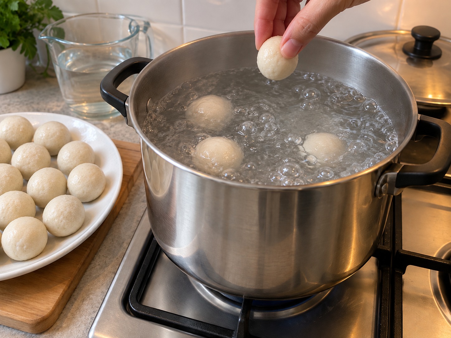 Cilok Saus Kacang — Didihkan 1,5 liter air dan masukkan bola satu per satu