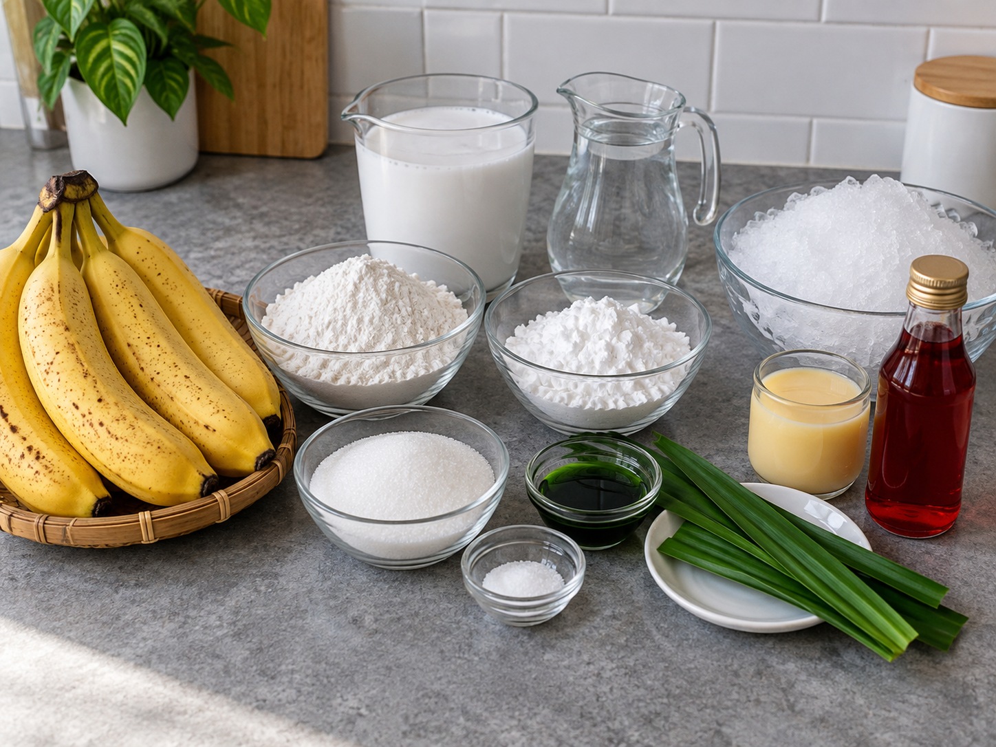 Indonesian Makassar Es Pisang Ijo — ingredients