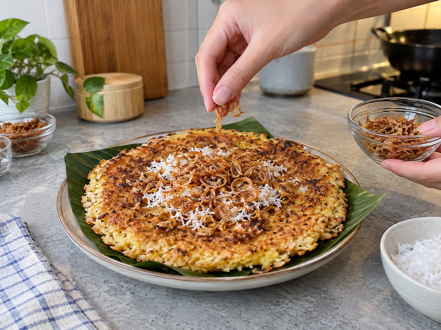 印尼巴達維糯米蛋餅 Kerak Telor — 完成圖