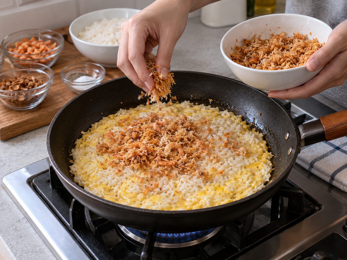 印尼巴達維糯米蛋餅 Kerak Telor — 撒一半香料椰絲