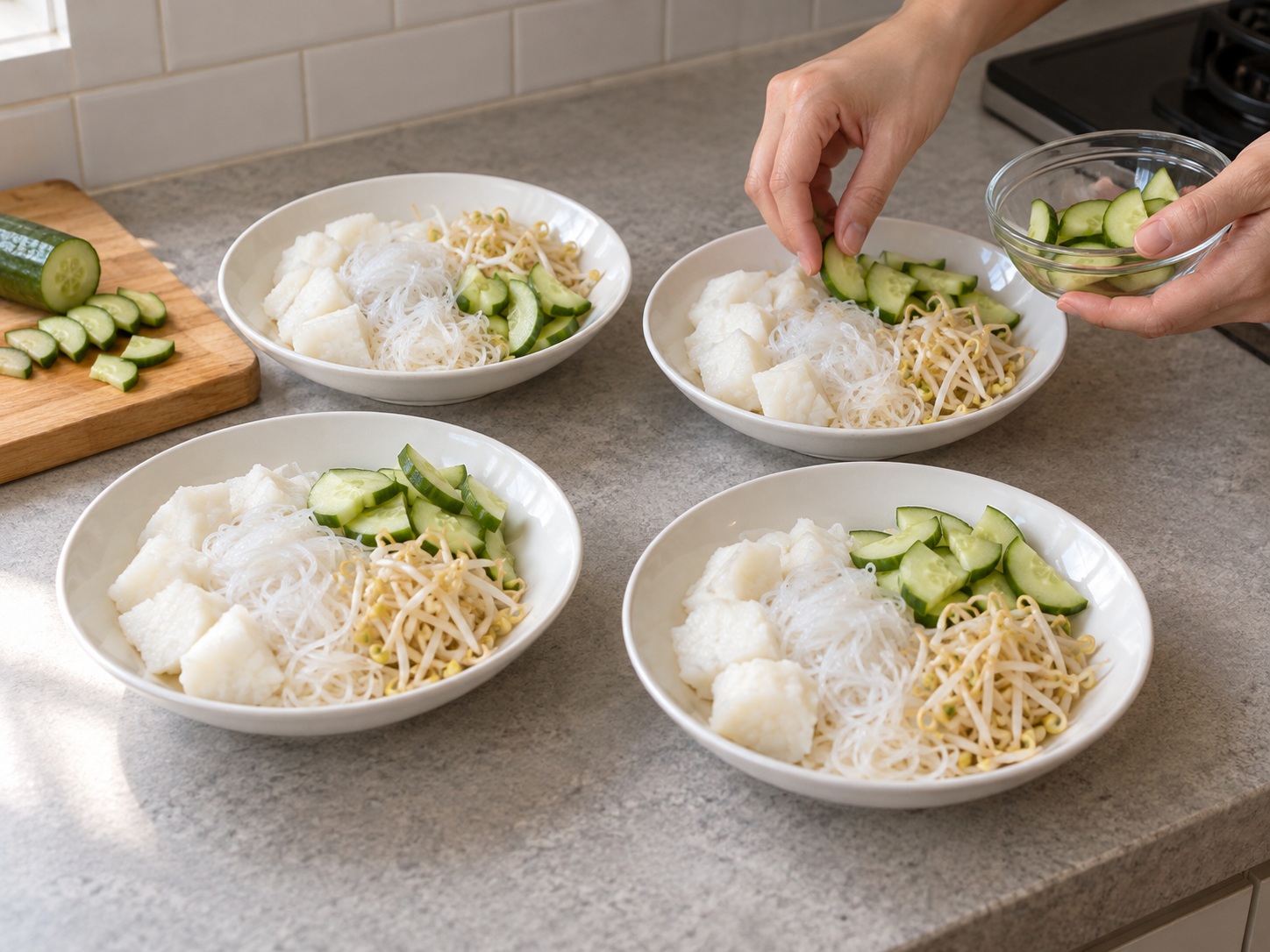 印尼花生醬豆腐米糕 — 排列底料