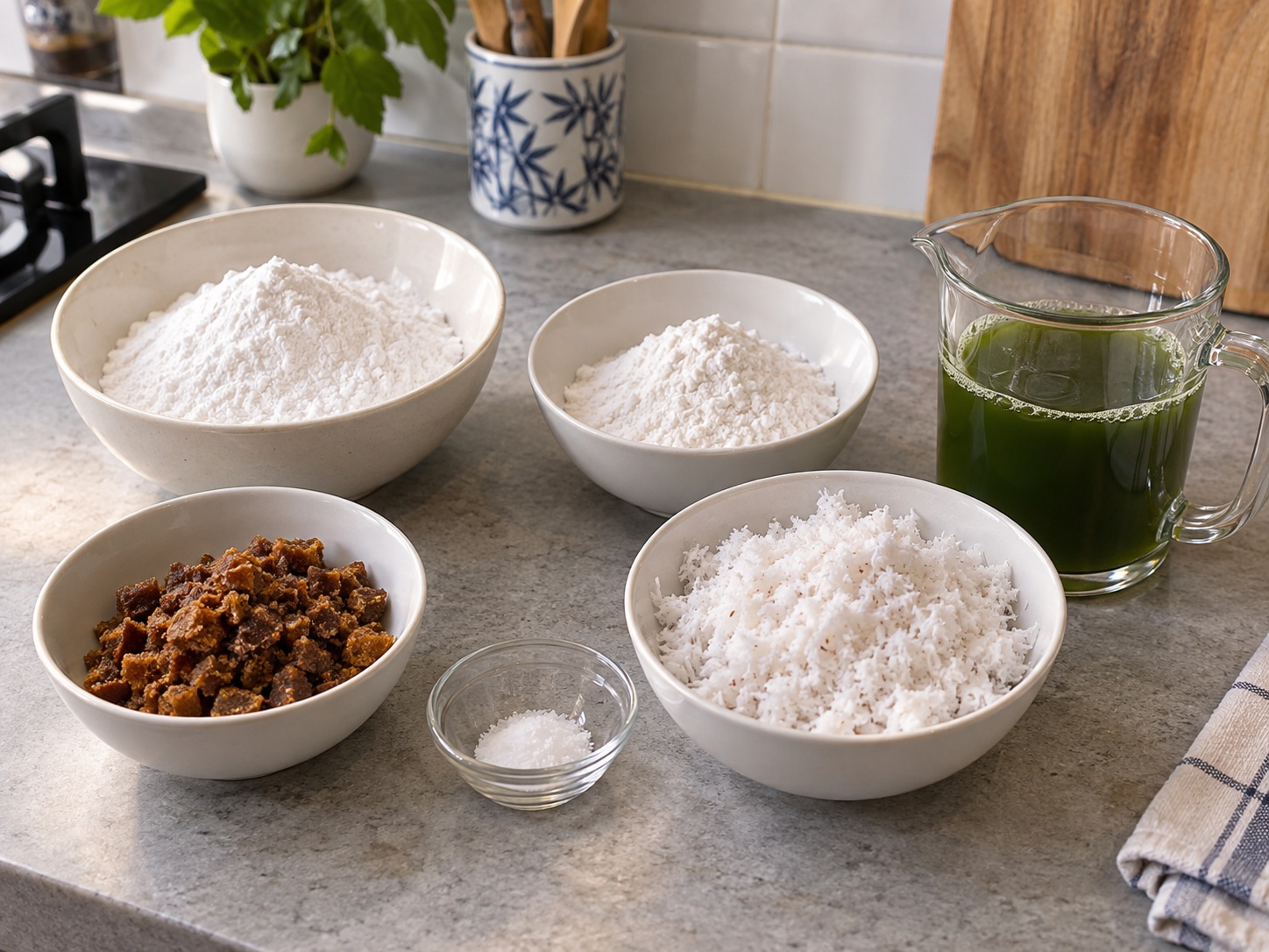 Indonesian Klepon Palm Sugar Rice Balls — ingredients