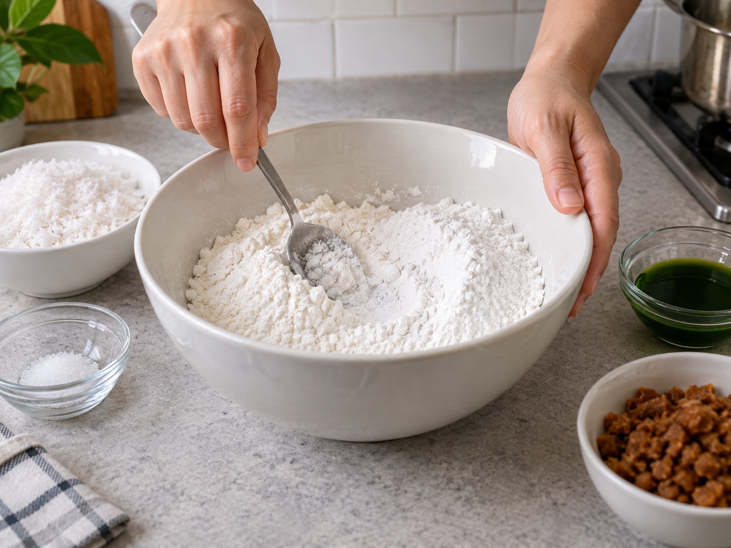 Indonesian Klepon Palm Sugar Rice Balls — Mix flours