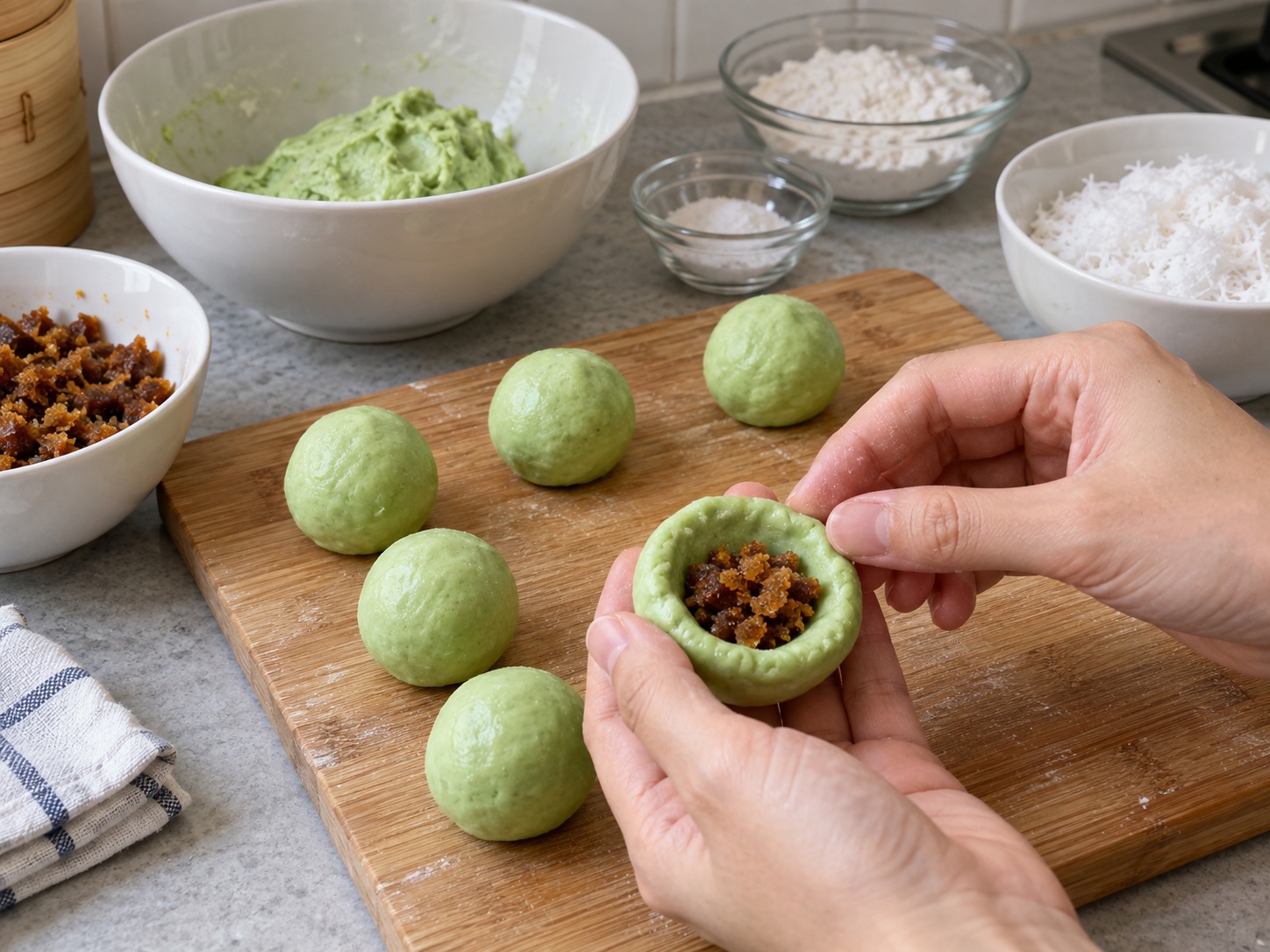 Indonesian Klepon Palm Sugar Rice Balls — Enclose sugar