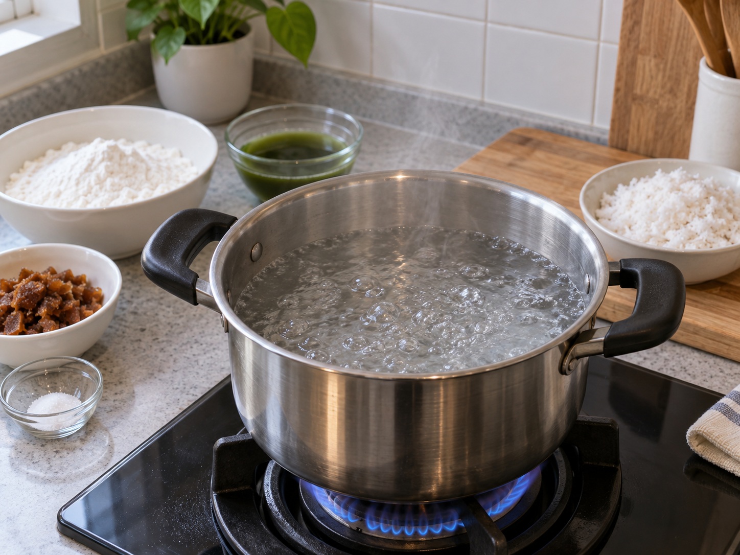 Indonesian Klepon Palm Sugar Rice Balls — Boil water