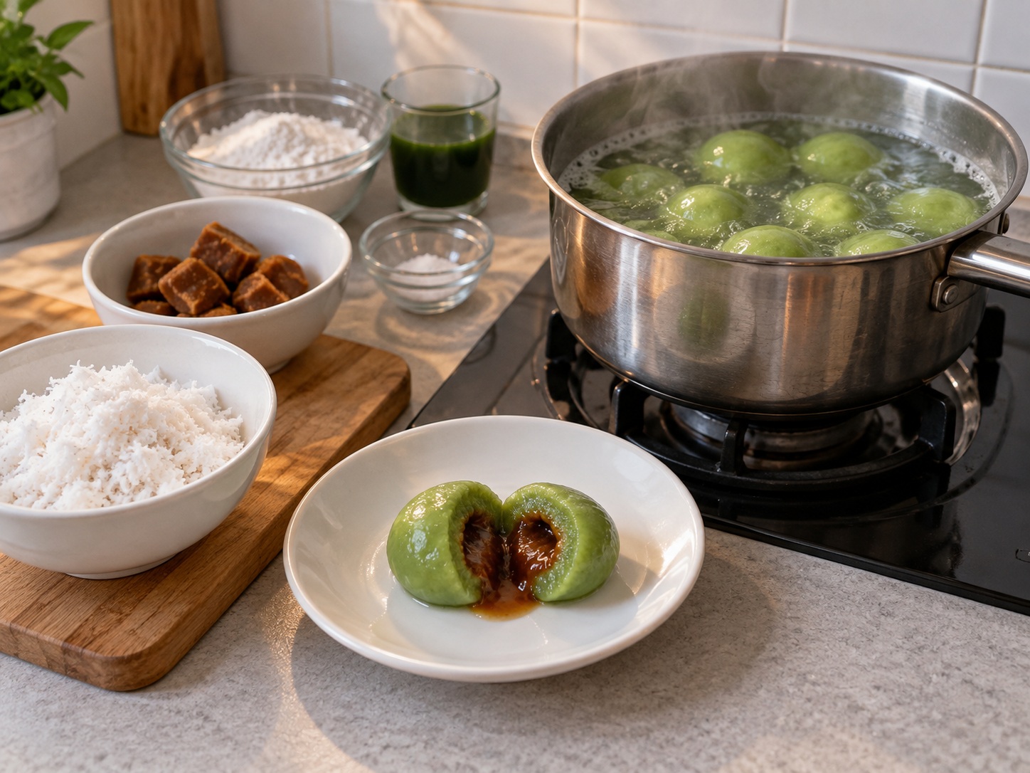 Indonesian Klepon Palm Sugar Rice Balls — Cook after floating